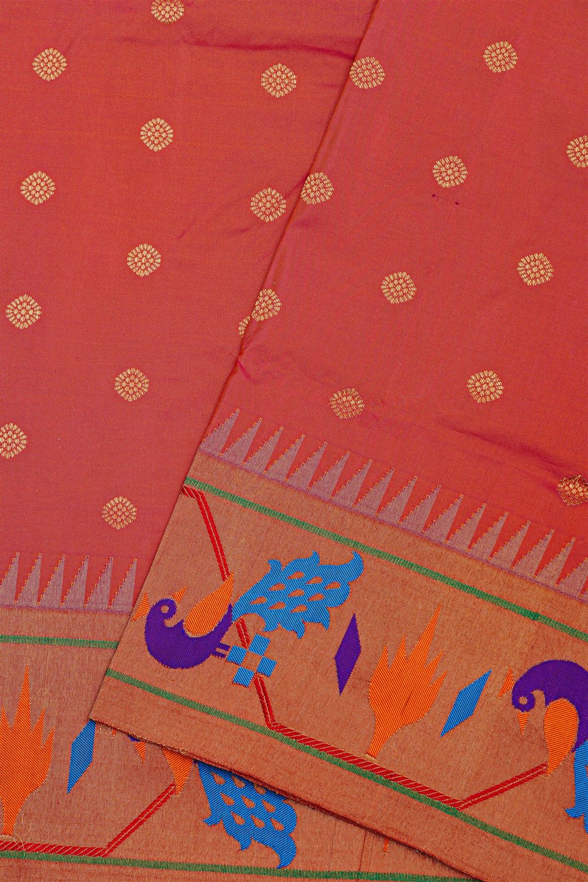 Narayanpet Silk Dual Colour Saree With Paithani Pallu And Border