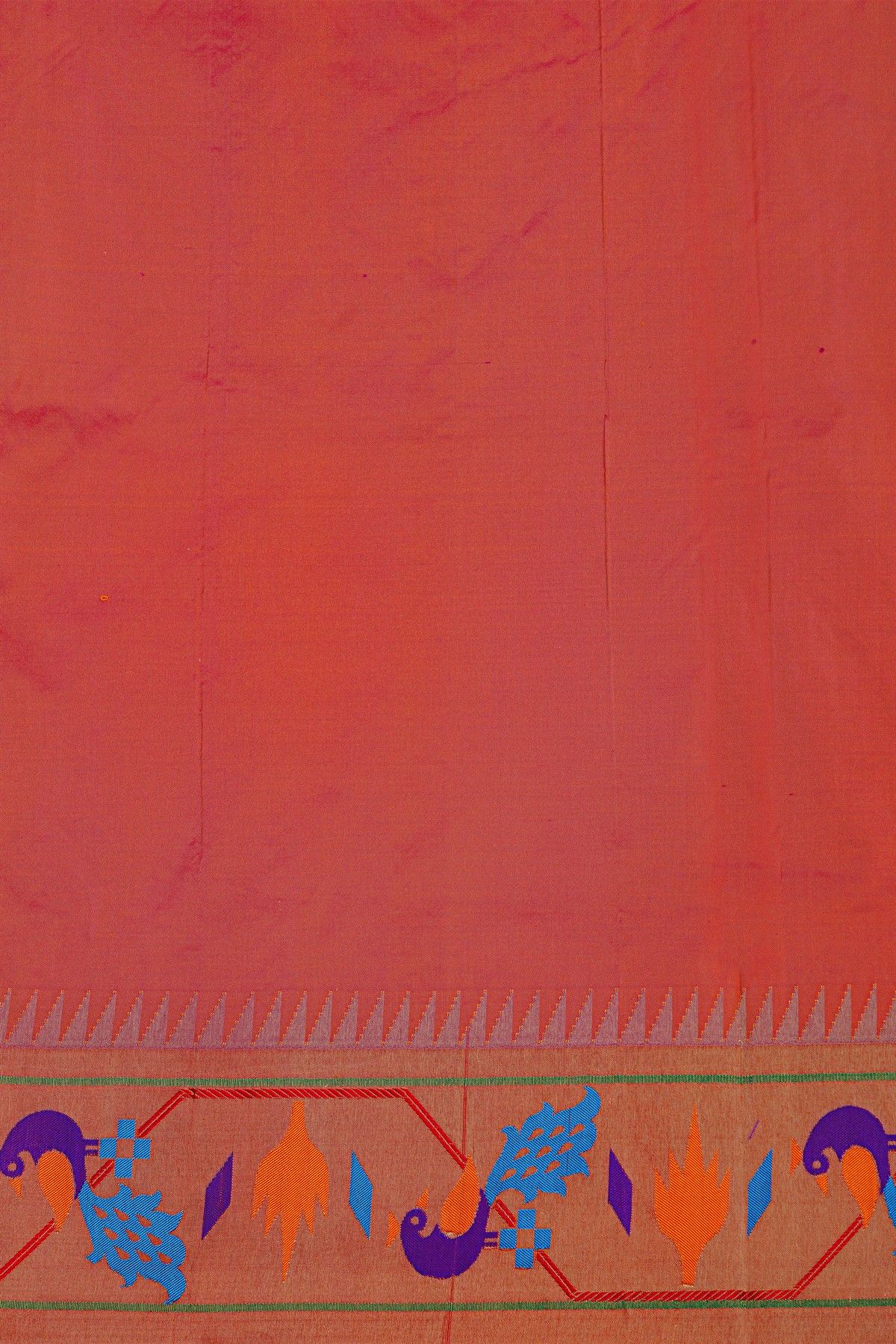Narayanpet Silk Dual Colour Saree With Paithani Pallu And Border