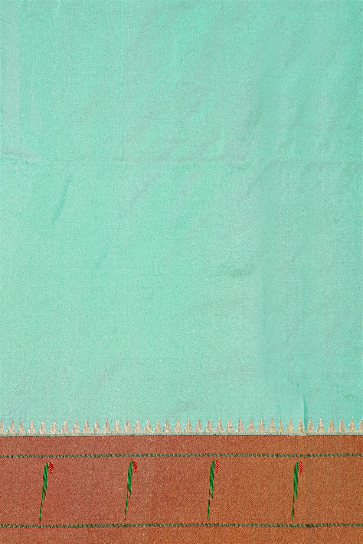 Narayanpet Silk Mint Green Saree With Muniya Buttis Border
