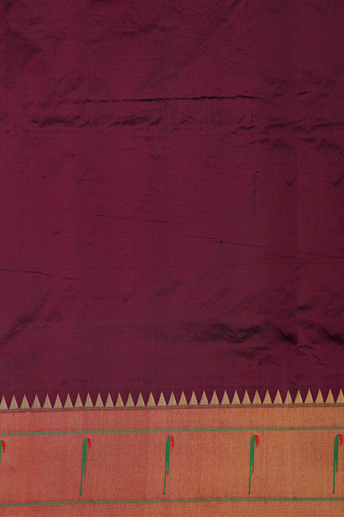 Narayanpet Silk Dark Wine Saree With Muniya Buttis Border