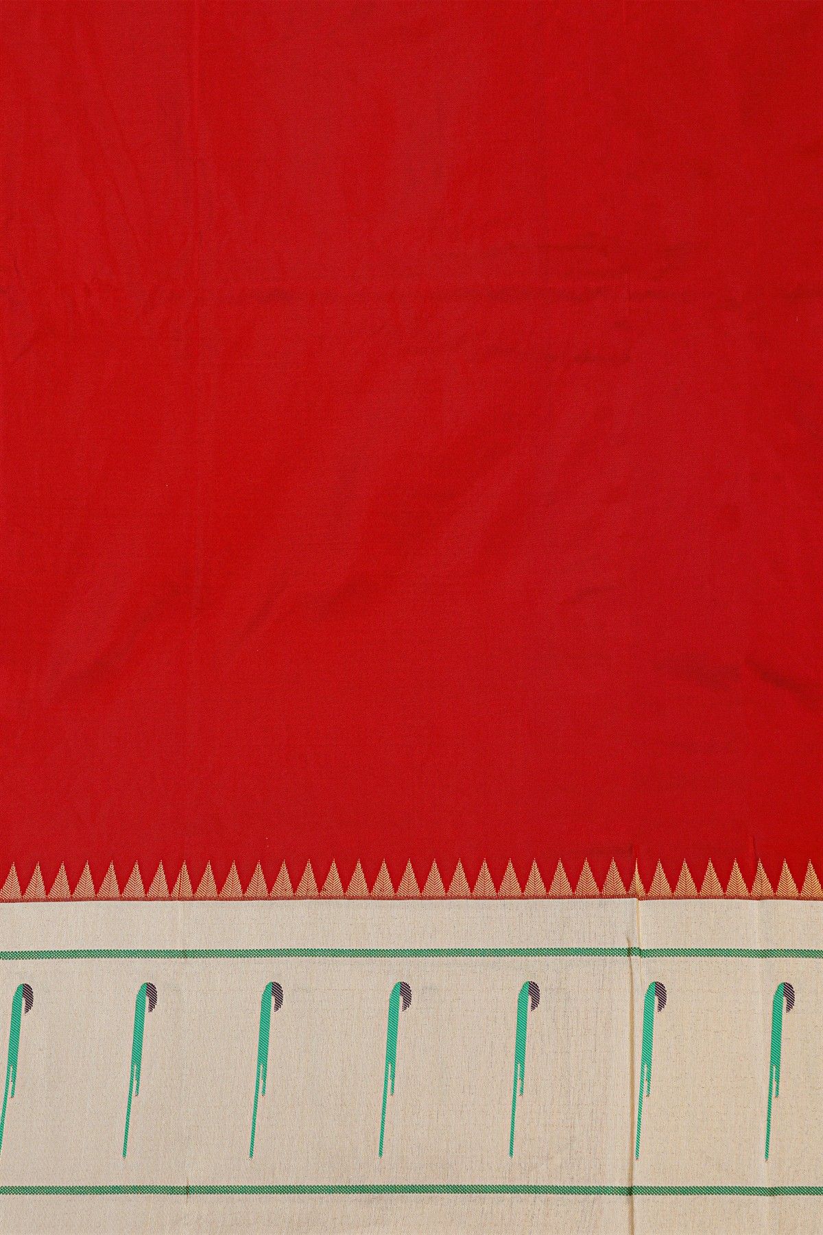 Narayanpet Silk Red Saree With Muniya Buttis Border