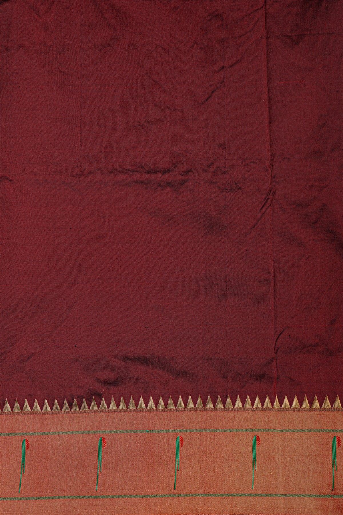 Narayanpet Silk Dark Maroon Saree With Muniya Buttis Border