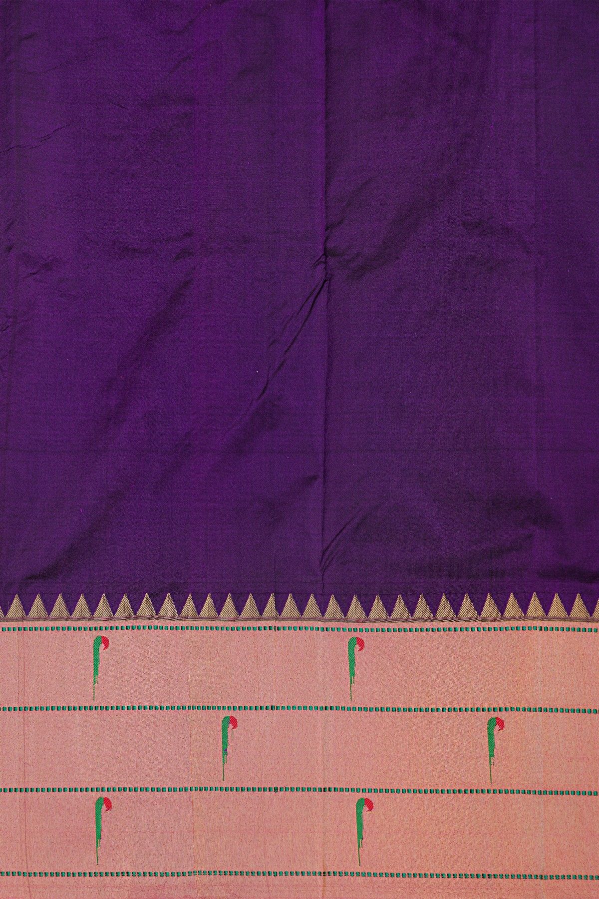 Narayanpet Silk Violet Saree With Muniya Buttis Border