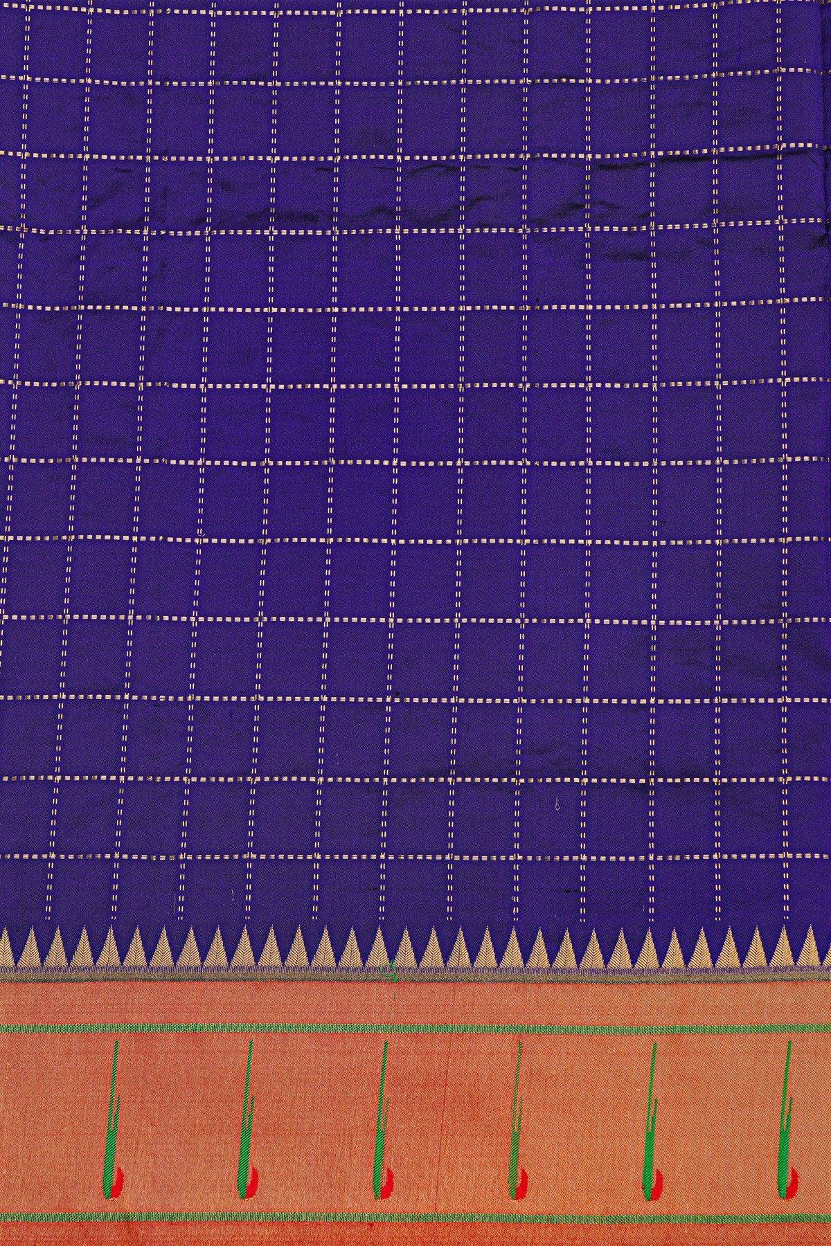 Narayanpet Silk Royal Blue Saree With Muniya Buttis Border