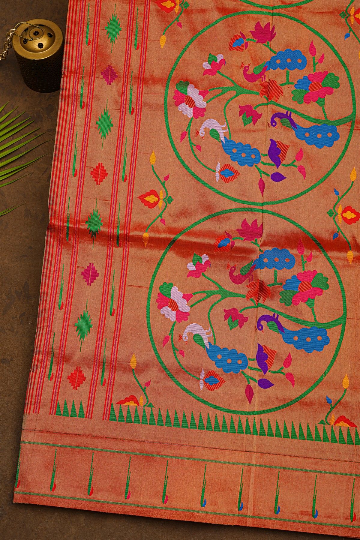 Narayanpet Silk Royal Blue Saree With Muniya Buttis Border