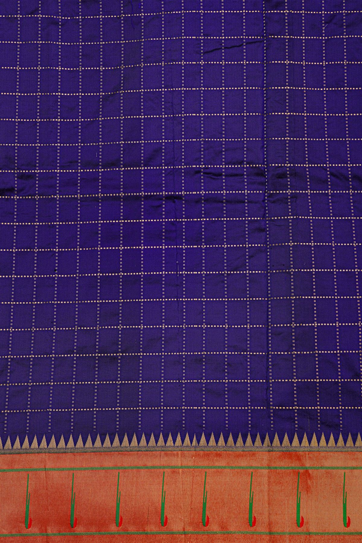 Narayanpet Silk Royal Blue Saree With Muniya Buttis Border