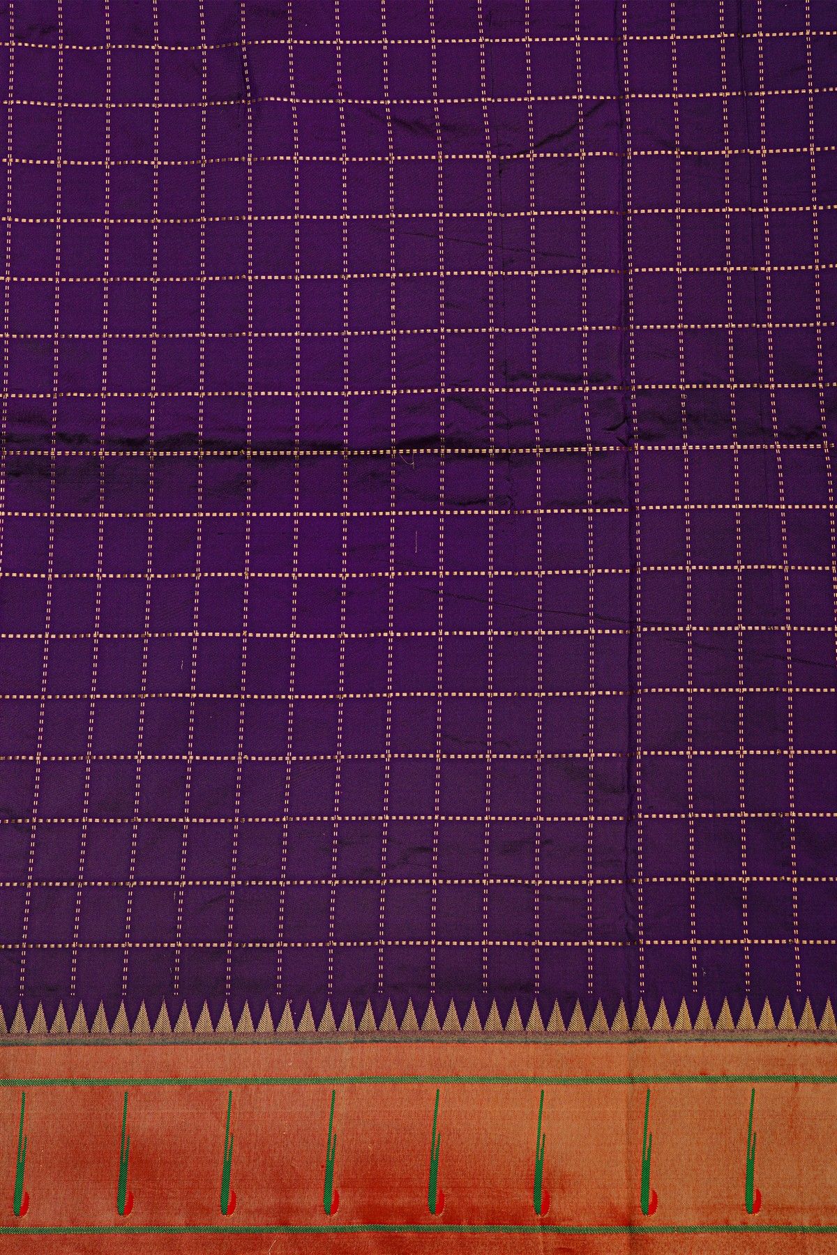 Narayanpet Silk Violet Saree With Muniya Buttis Border