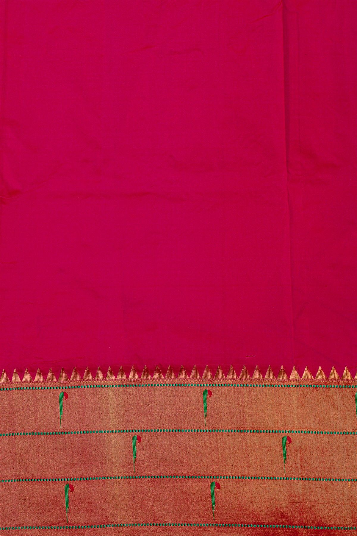 Narayanpet Silk Rani Pink Saree With Muniya Buttis Border