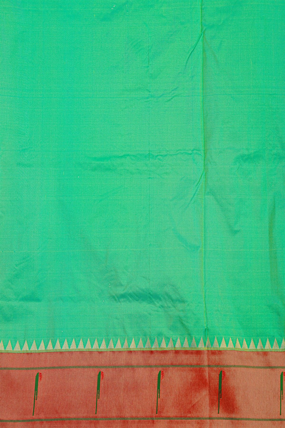 Narayanpet Silk Mint Green Saree With Muniya Buttis Border