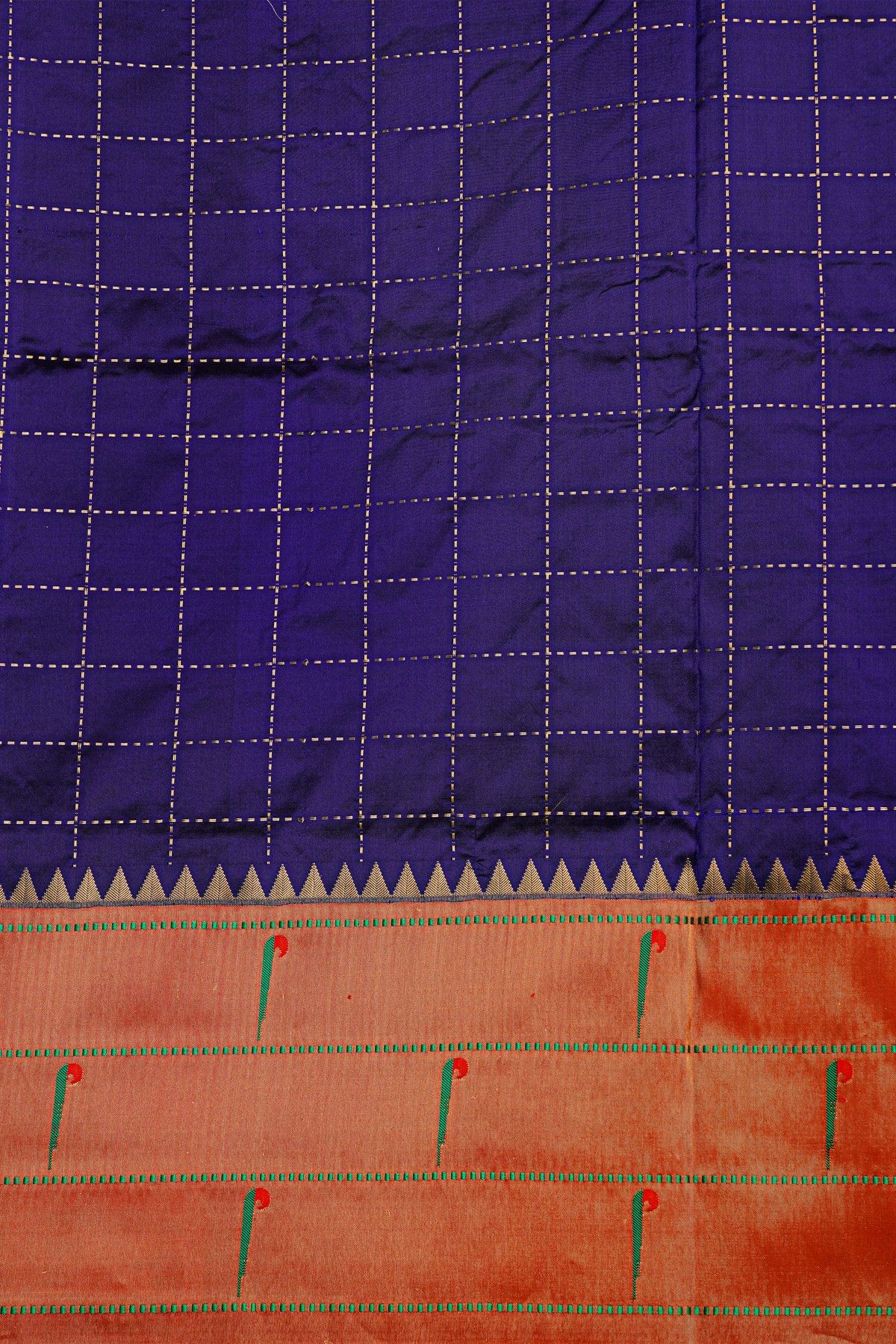 Narayanpet Silk Royal Blue Saree With Muniya Buttis Border