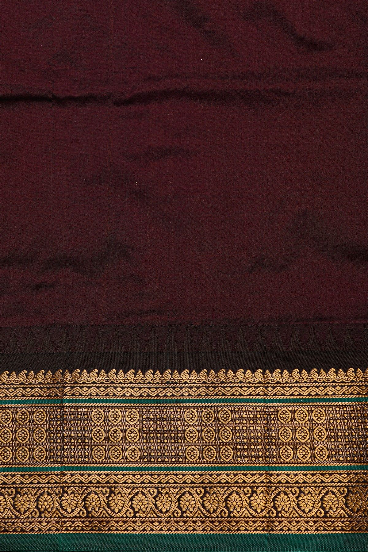 Narayanpet Silk Parrot Green Saree With Checks Buttis And Floral Border