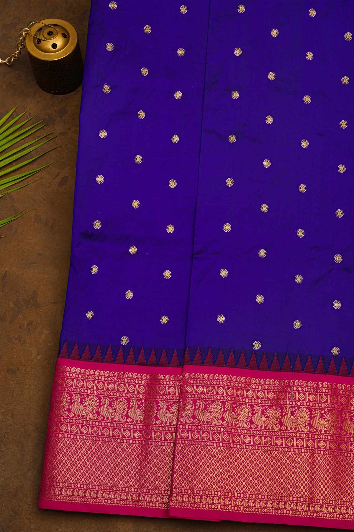 Narayanpet Silk Royal Blue Saree With Peacocks Border