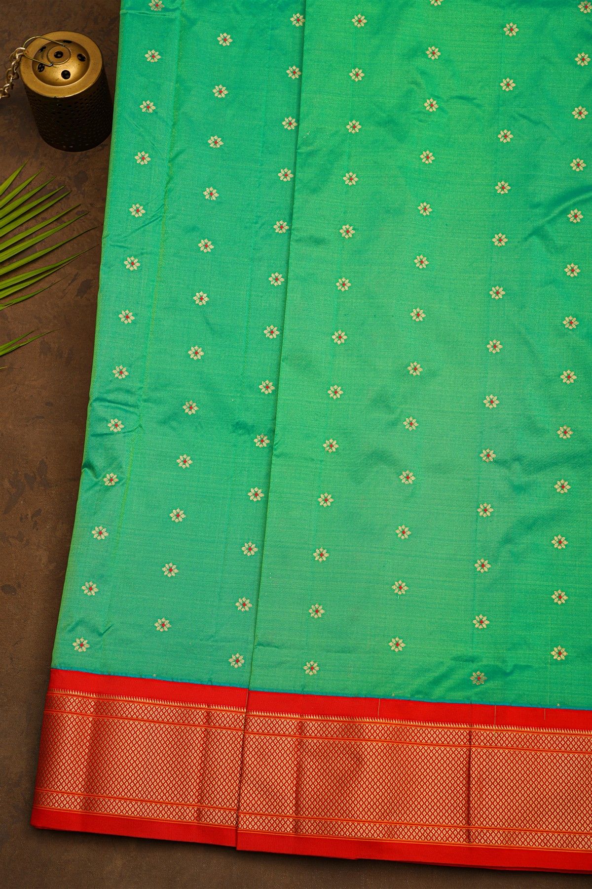 Narayanpet Silk Parrot Green Saree With Florals And Peacocks In Paithani Pallu