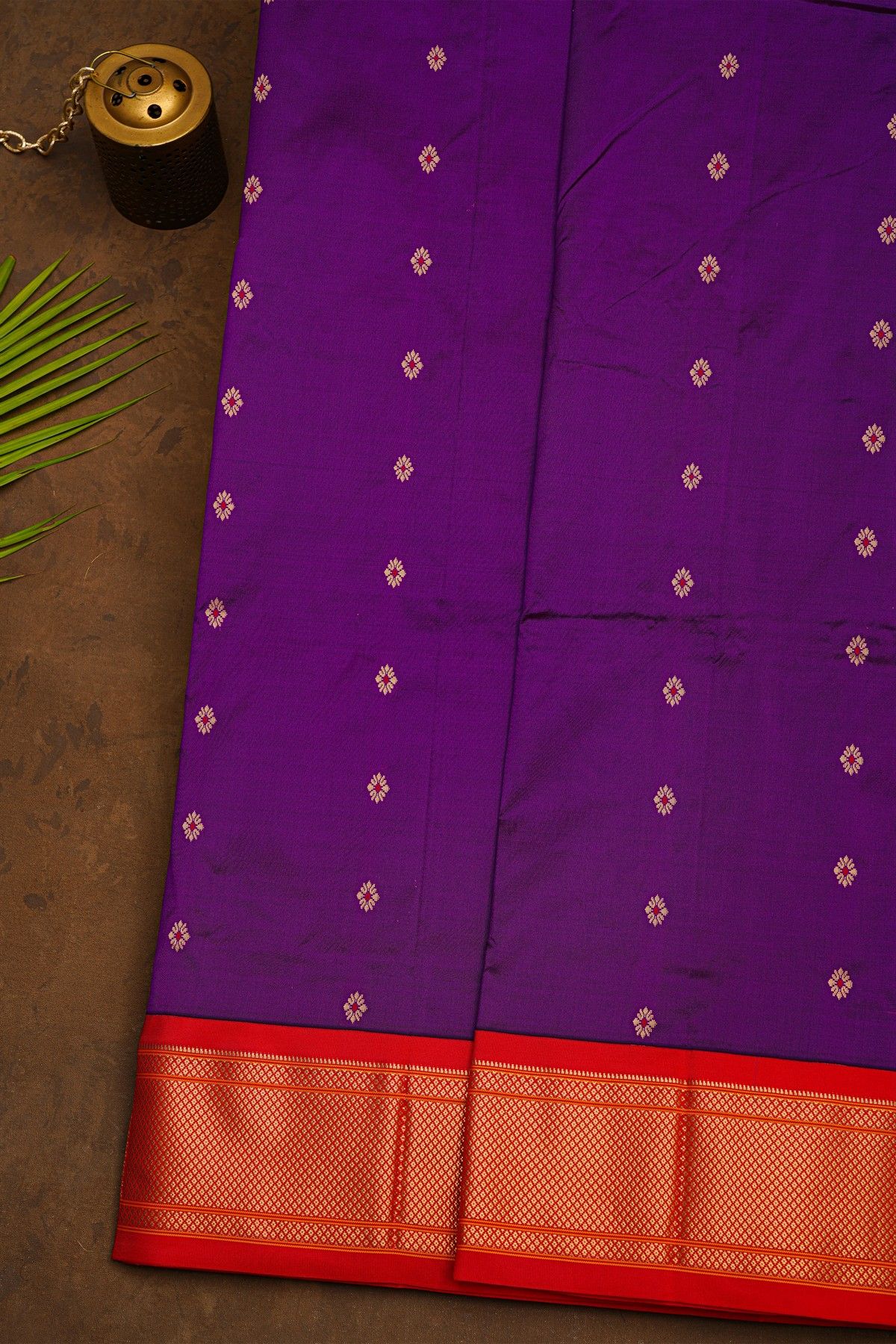 Narayanpet Silk Violet Saree With Florals And Peacocks In Paithani Pallu