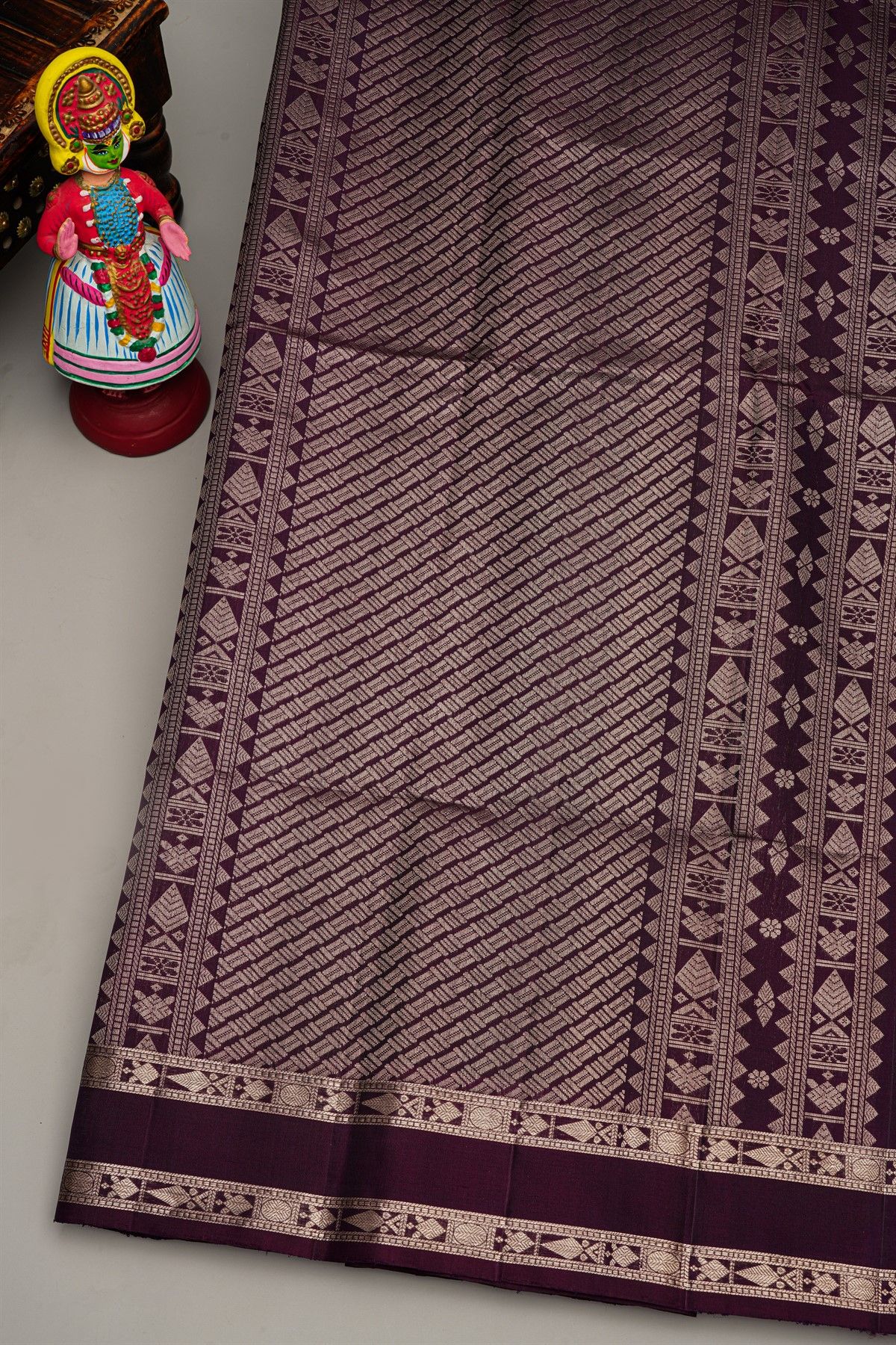 Coimbatore Silk Wine And Pink Saree With Gap Border