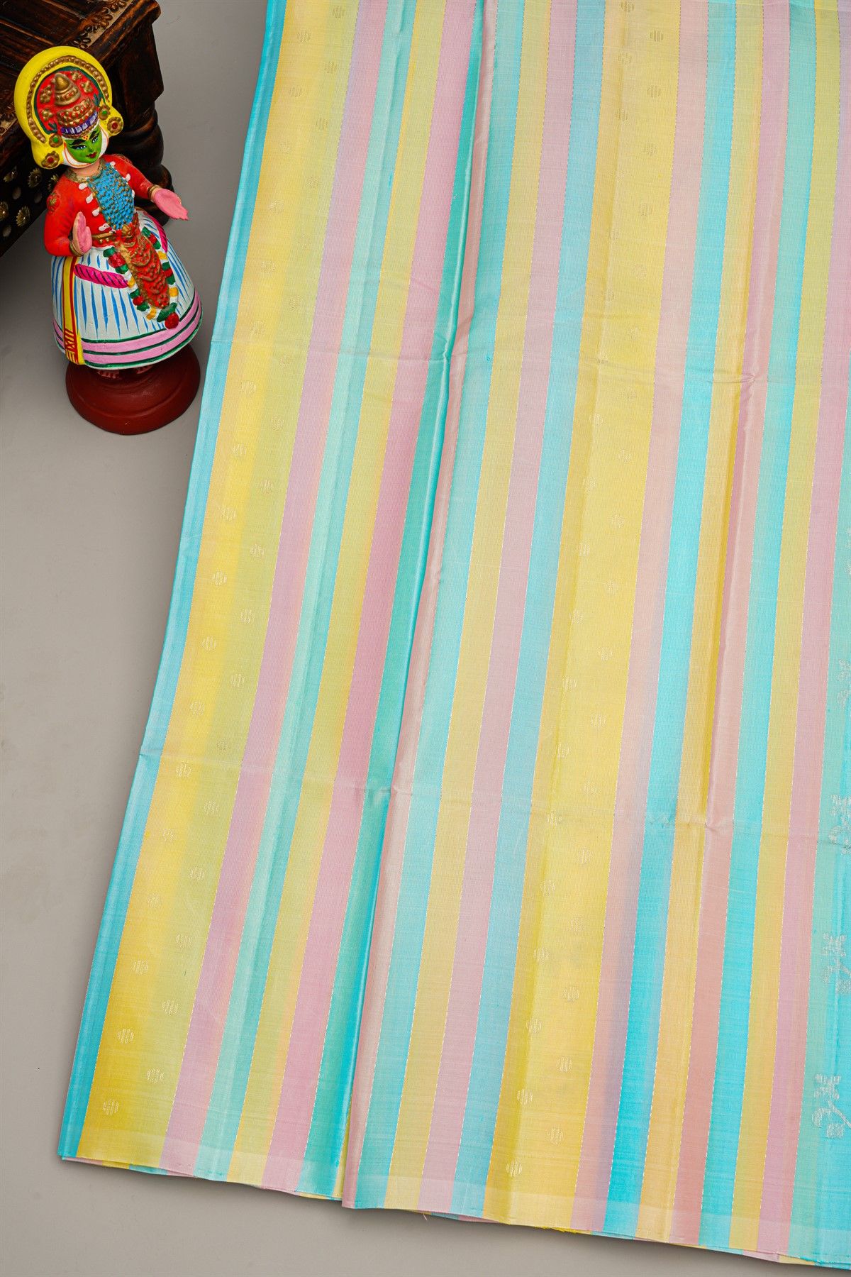 Coimbatore Silk Multi-Colour Saree With Strips Body And Borderless Design