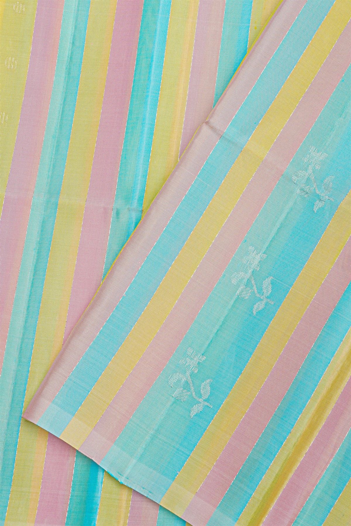 Coimbatore Silk Multi-Colour Saree With Strips Body And Borderless Design