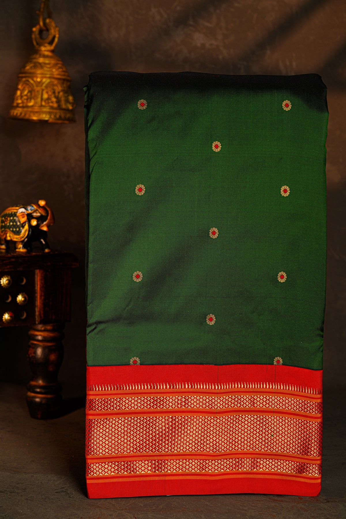 Narayanpet Silk Bottle Green Saree