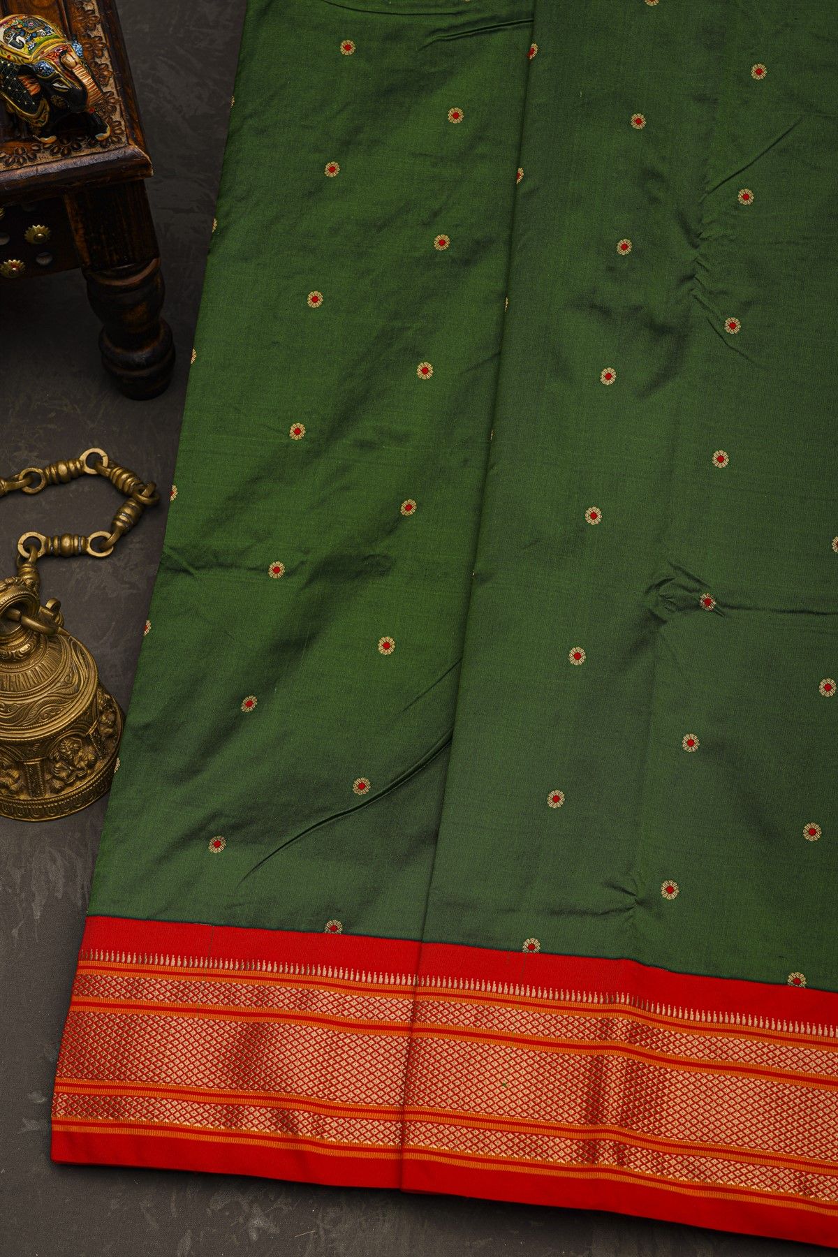 Narayanpet Silk Bottle Green Saree