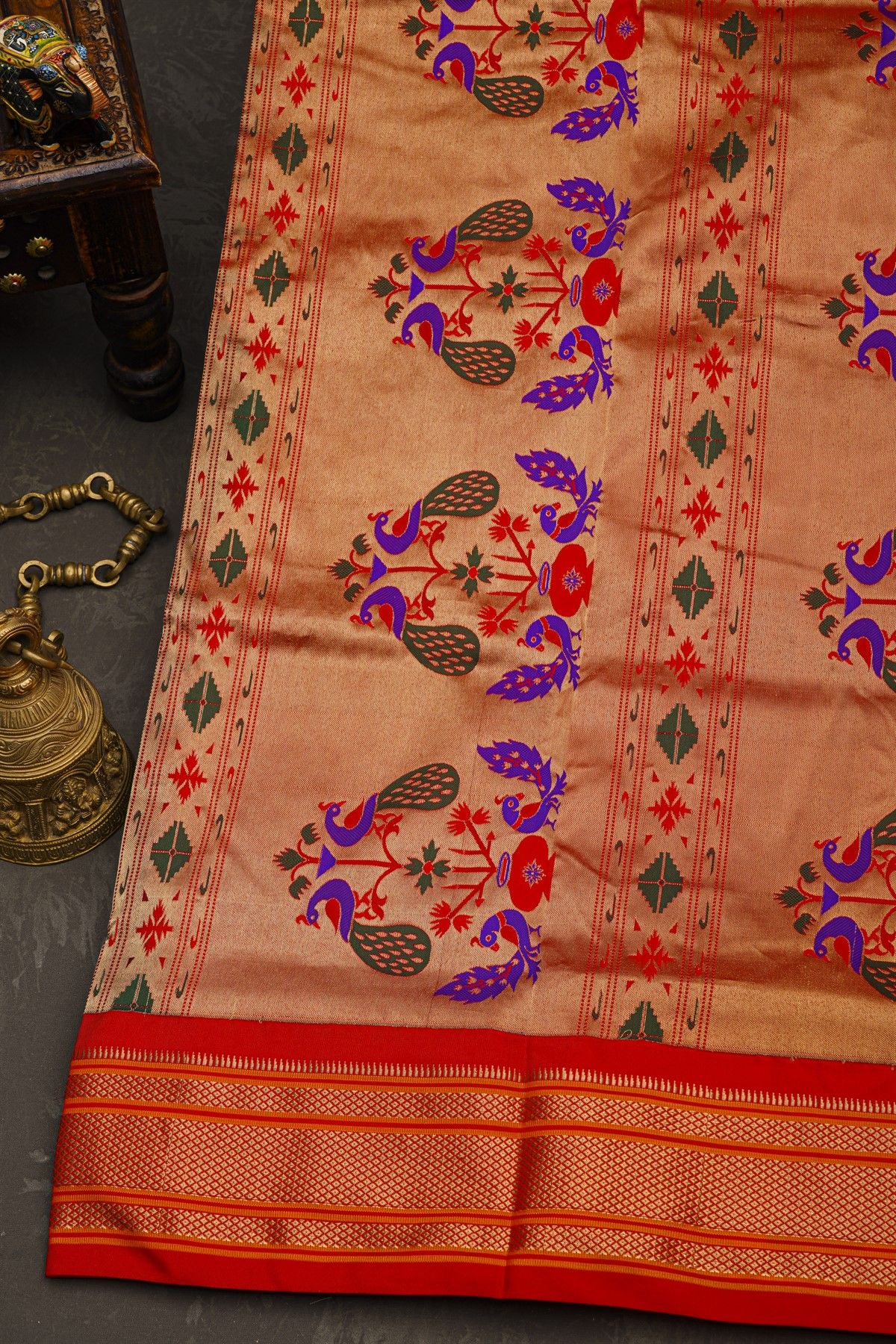 Narayanpet Silk Bottle Green Saree