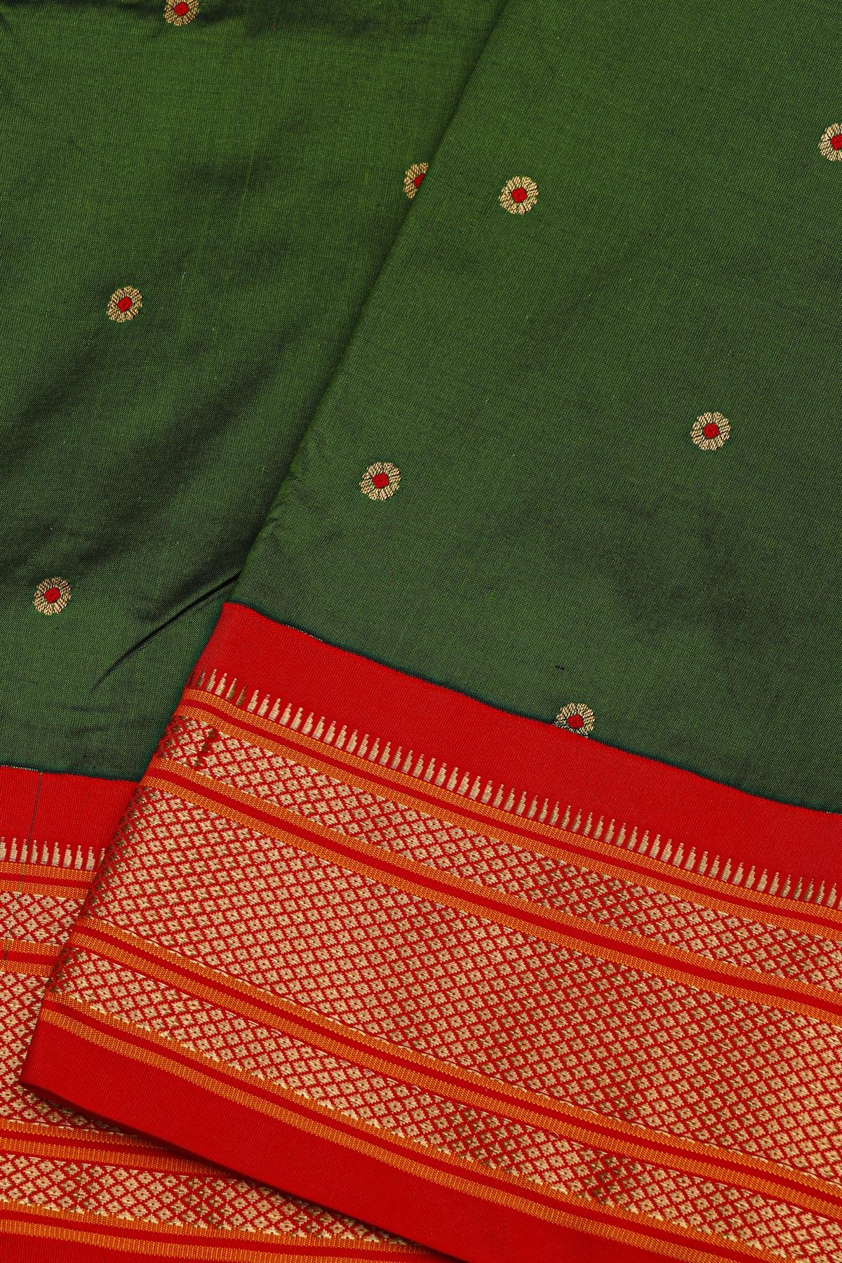 Narayanpet Silk Bottle Green Saree
