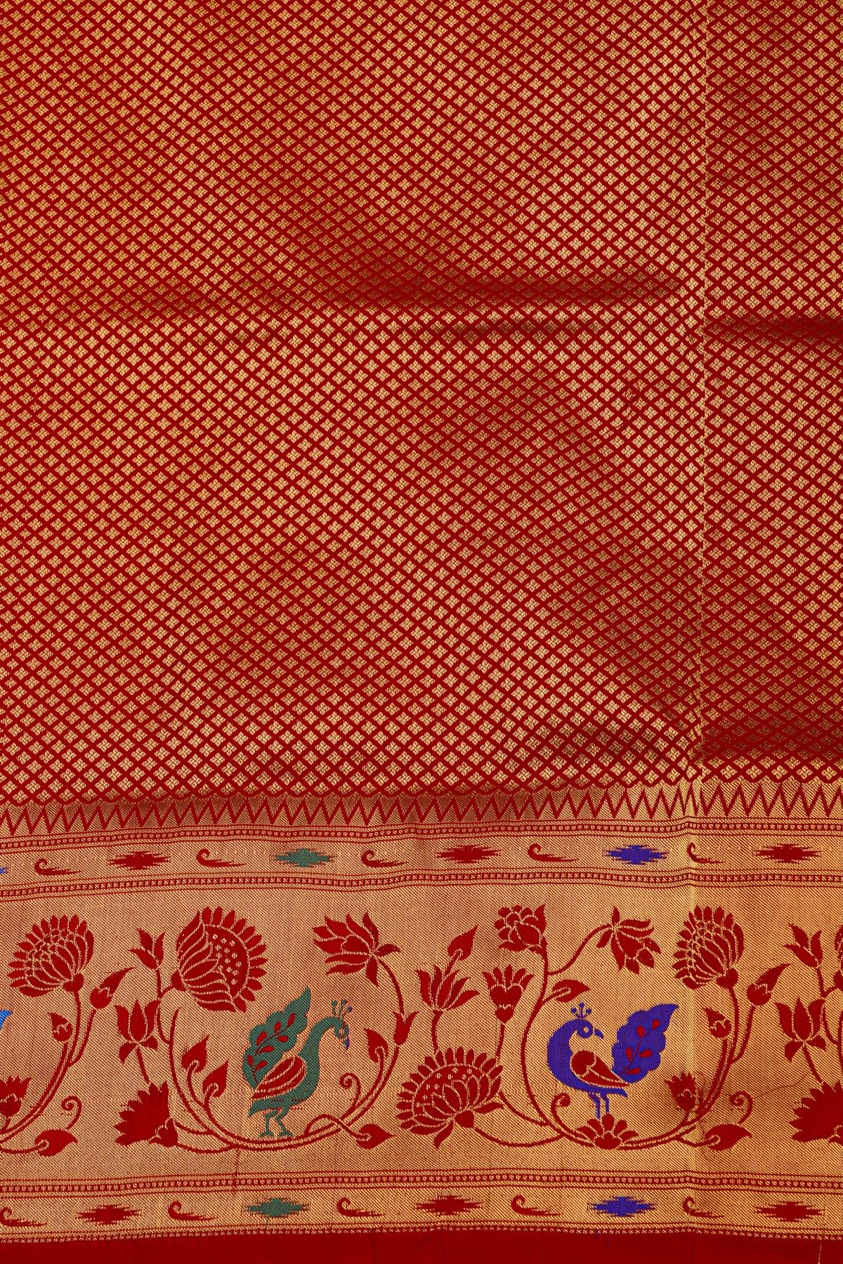 Narayanpet Silk Violet Saree With Paithani Peacock Buttis Border