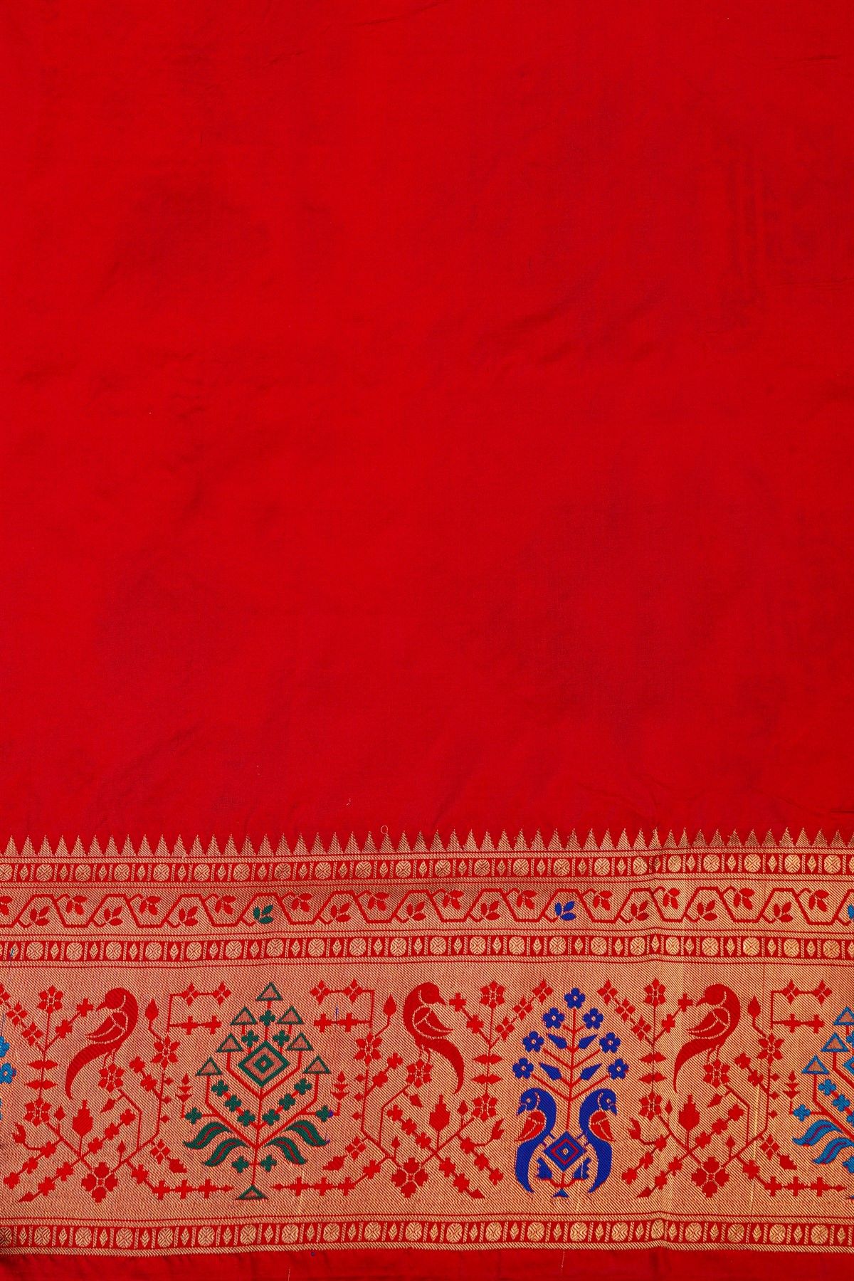 Narayanpet Silk Peacock Blue Saree With Florals And Buttis Body