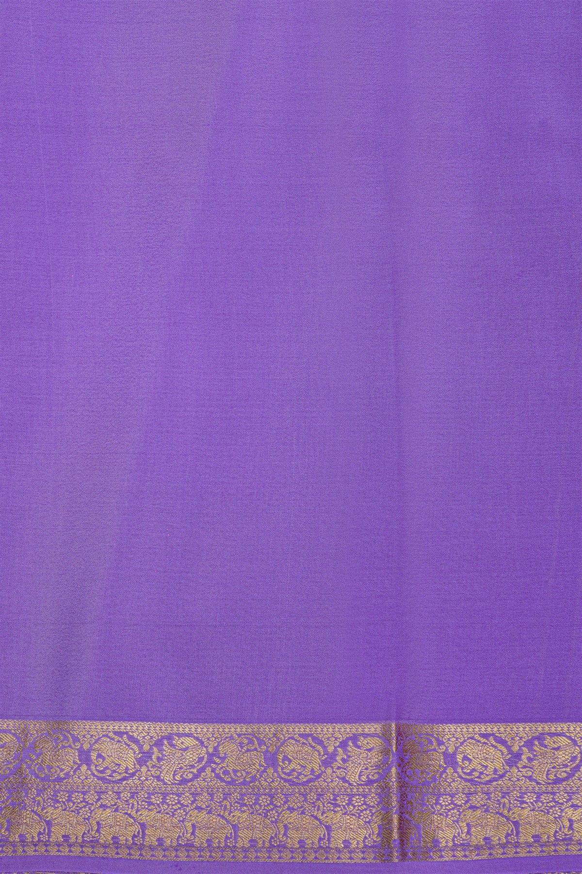 Mysore Crepe Rani Pink Saree With Vertical Stripes Body