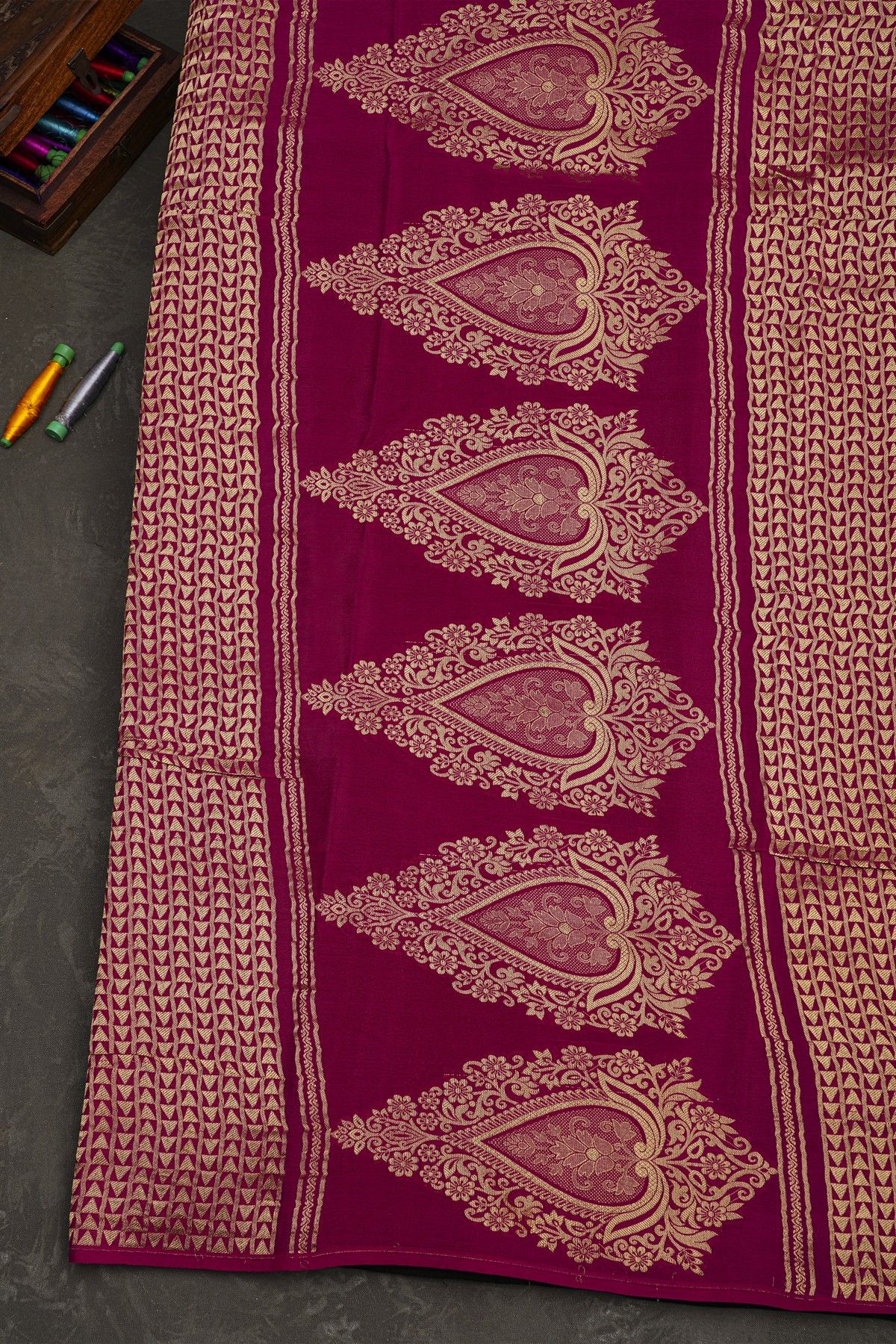 Mysore Crepe Black Saree With Florals And Peacock Buttis Body