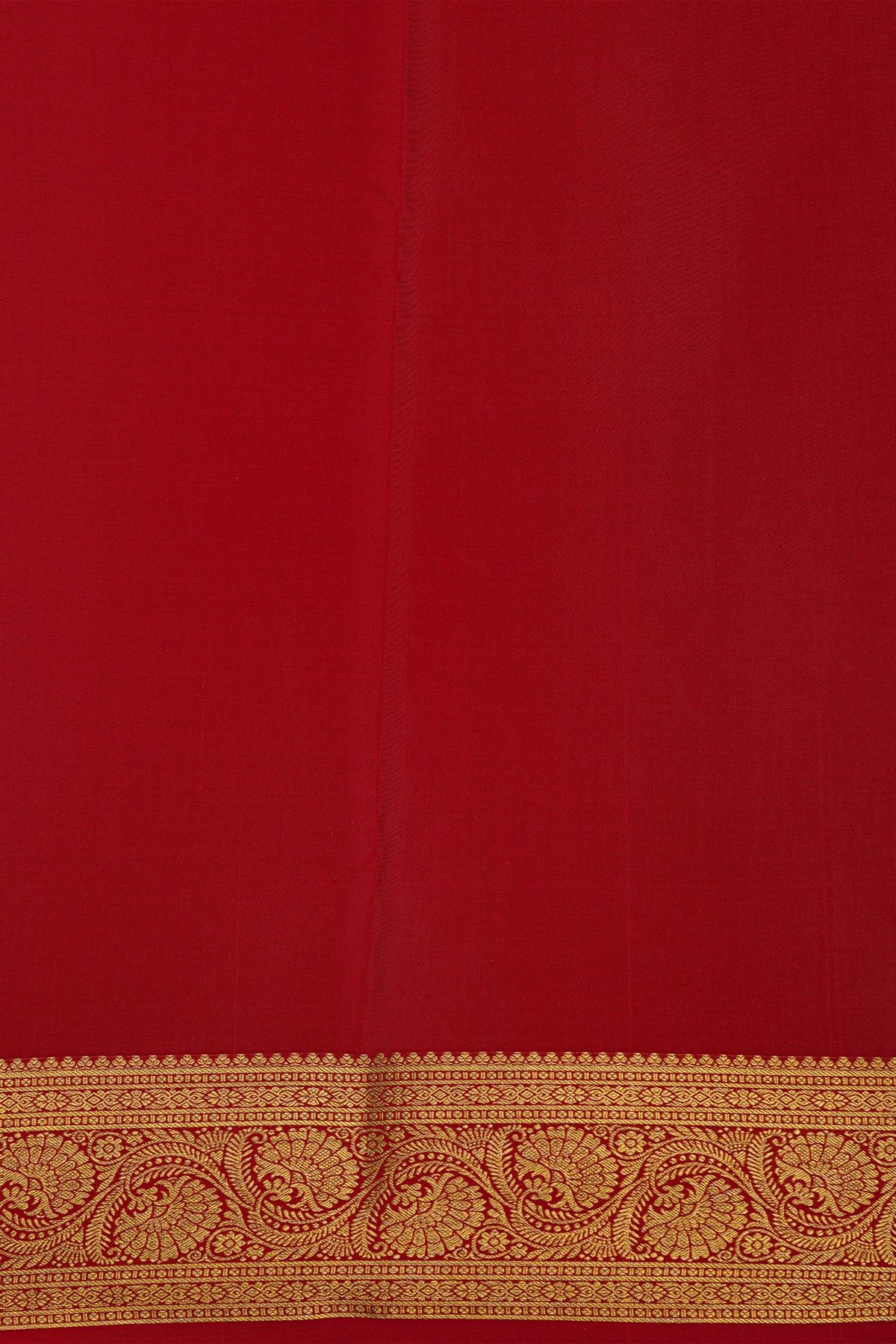 Mysore Crepe Red Saree With Zari Checks Body