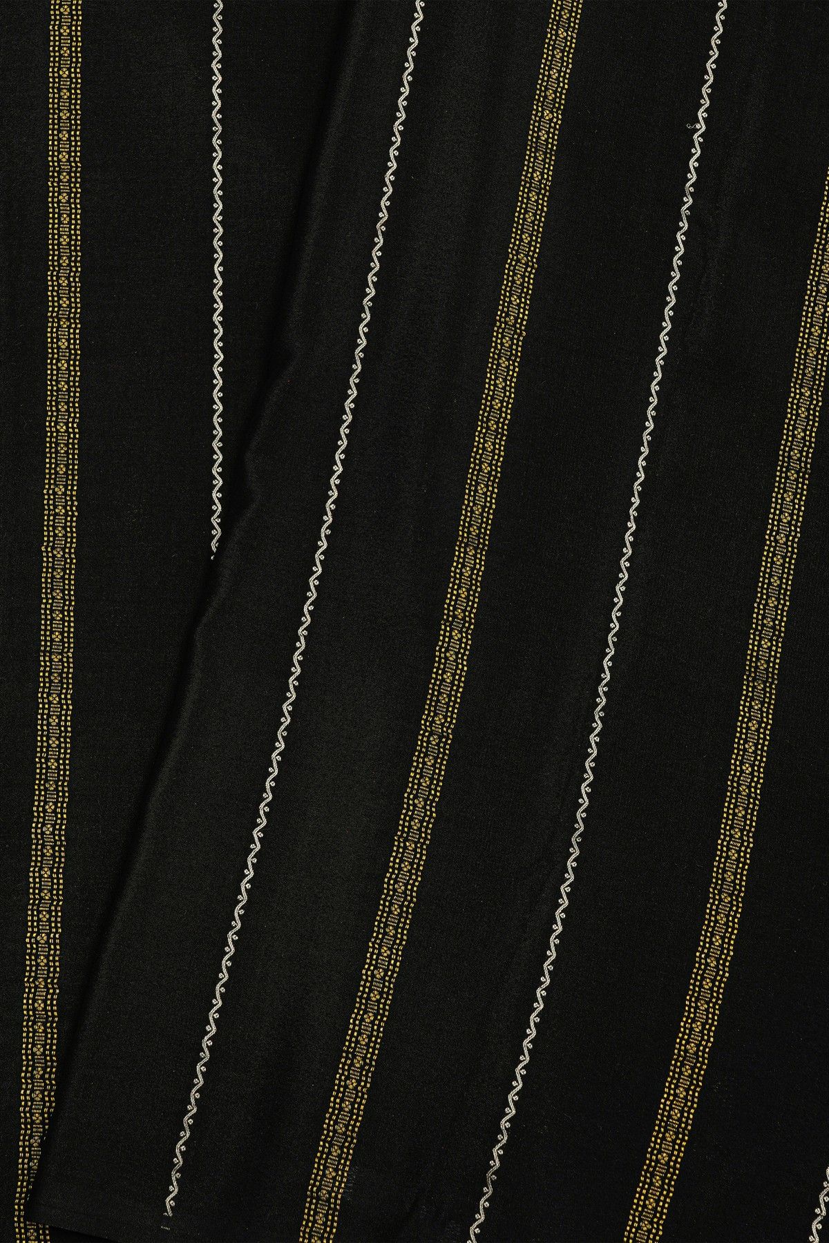 Mysore Crepe Black Saree With Zari Lines Body