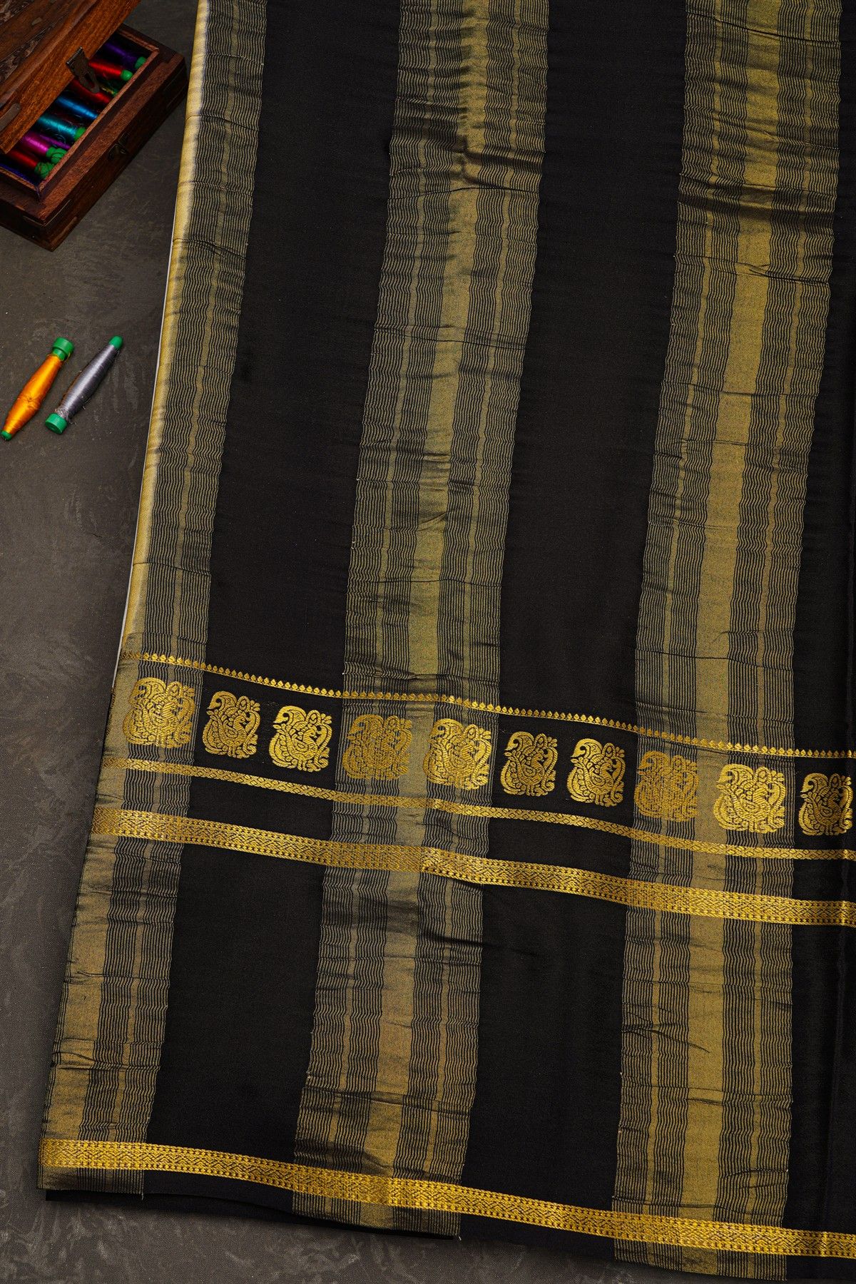 Mysore Crepe White Saree With Gap Border