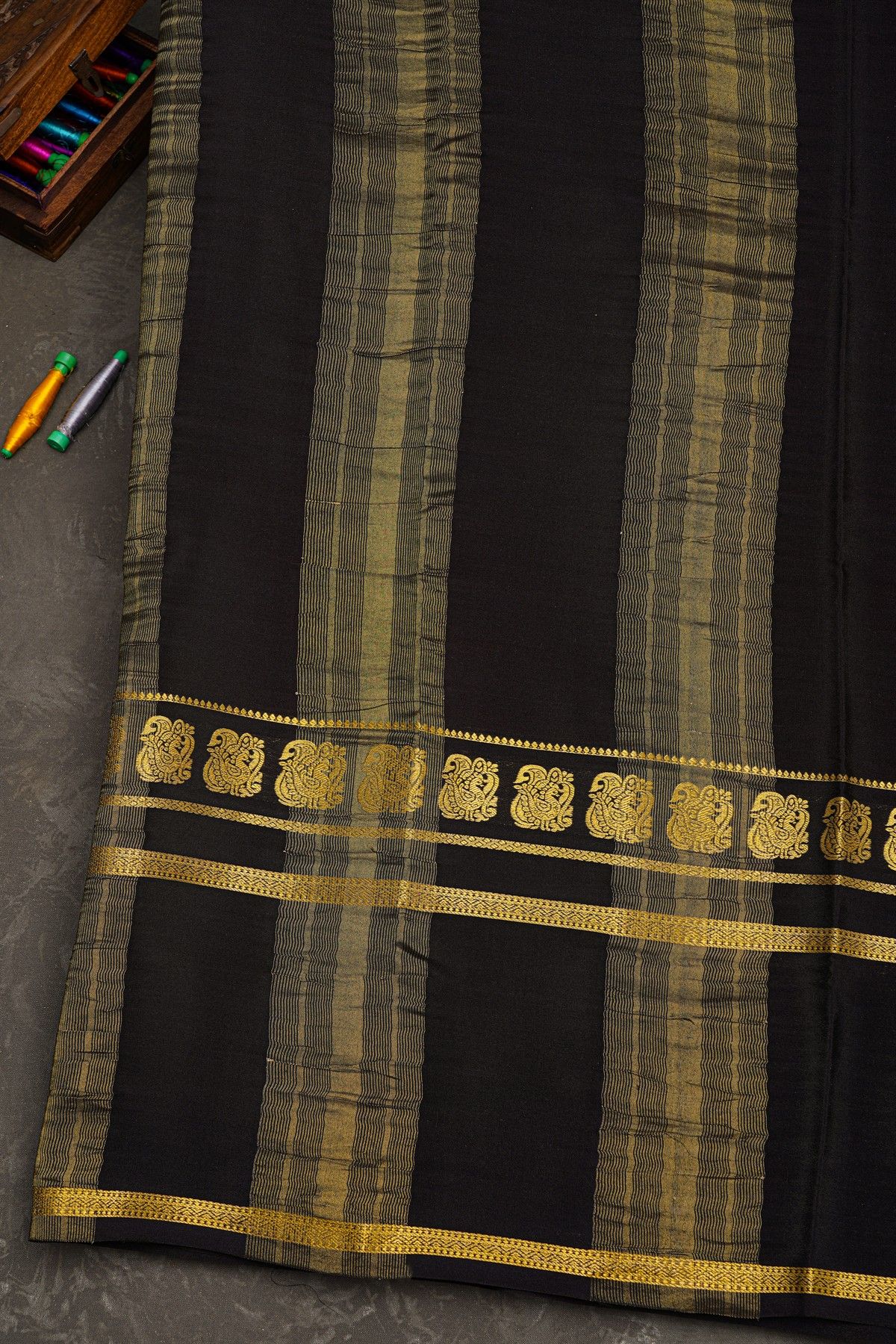 Mysore Crepe Rust Orange Saree With Gap Border