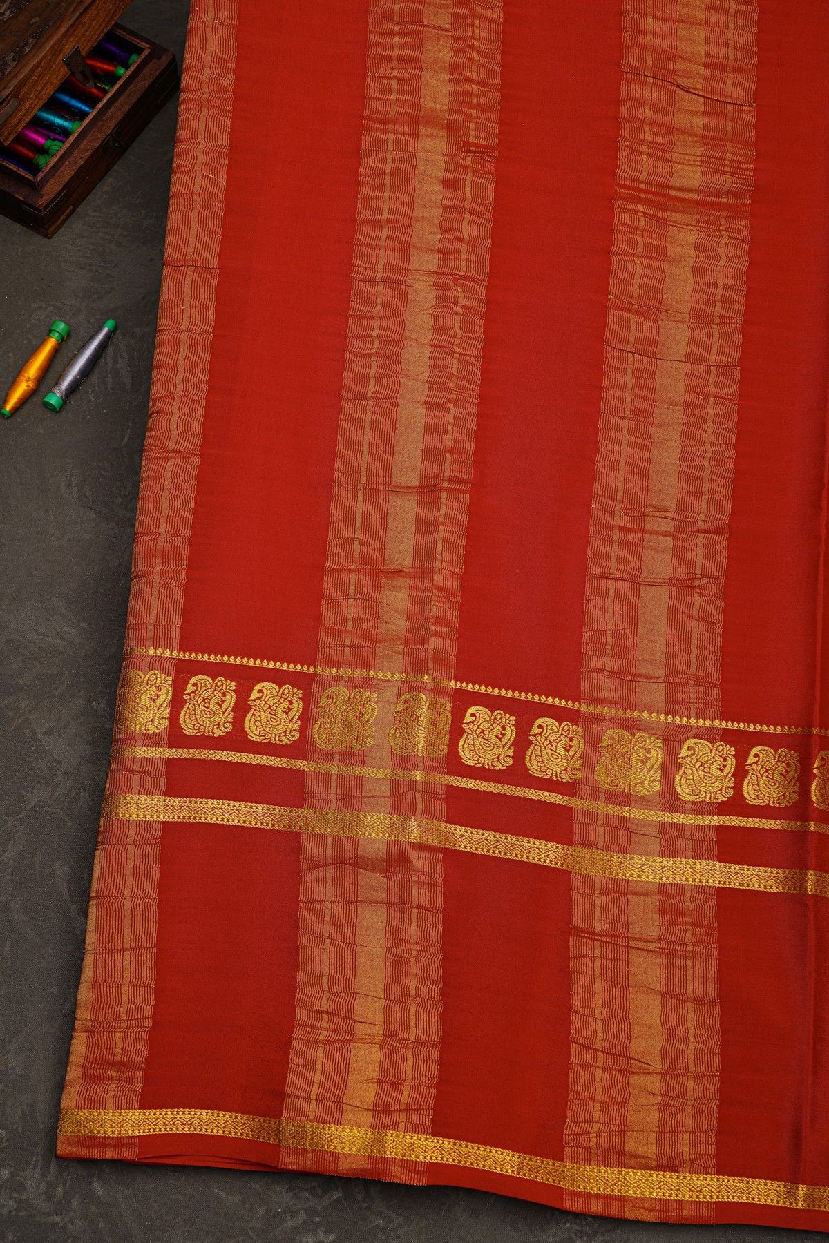 Mysore Crepe Baby Pink Saree With Gap Border