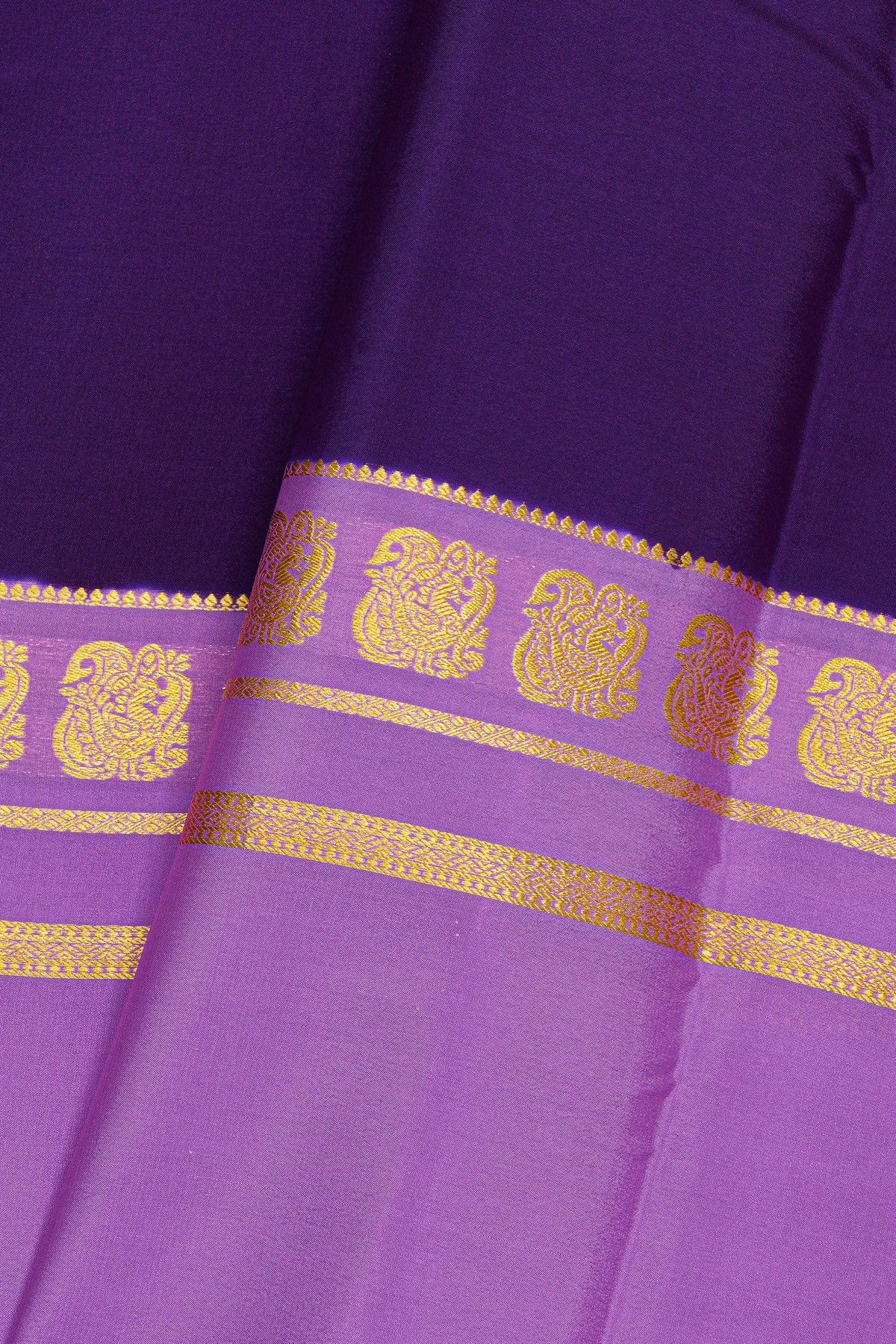 Mysore Crepe Dark Violet Saree With Gap Border