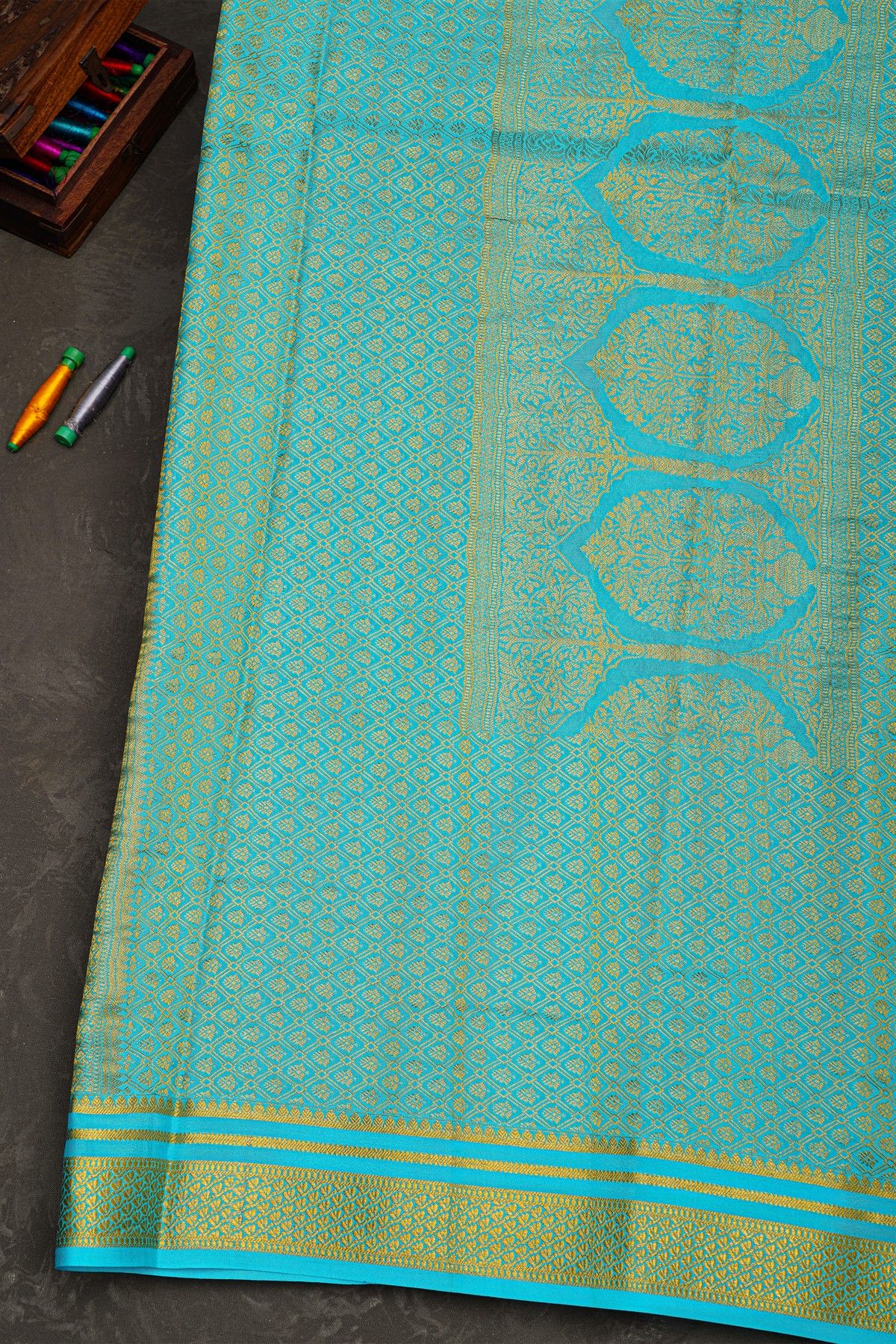 Mysore Crepe Black Saree With Peacock And Gandaberunda Buttis Body