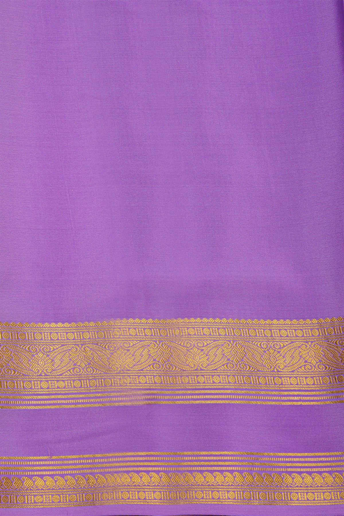 Mysore Crepe Navy Blue Saree With Zari Lines And Floral Buttis Body