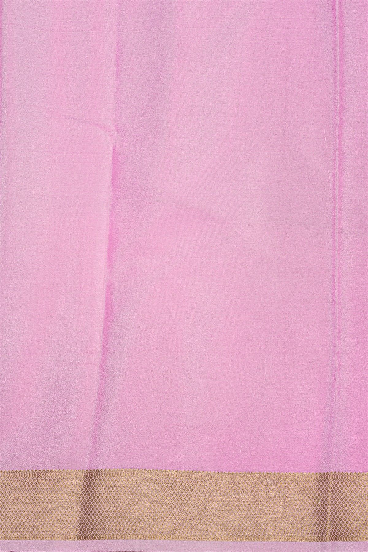 Mysore Crepe Baby Pink Saree With Zari Checks Body