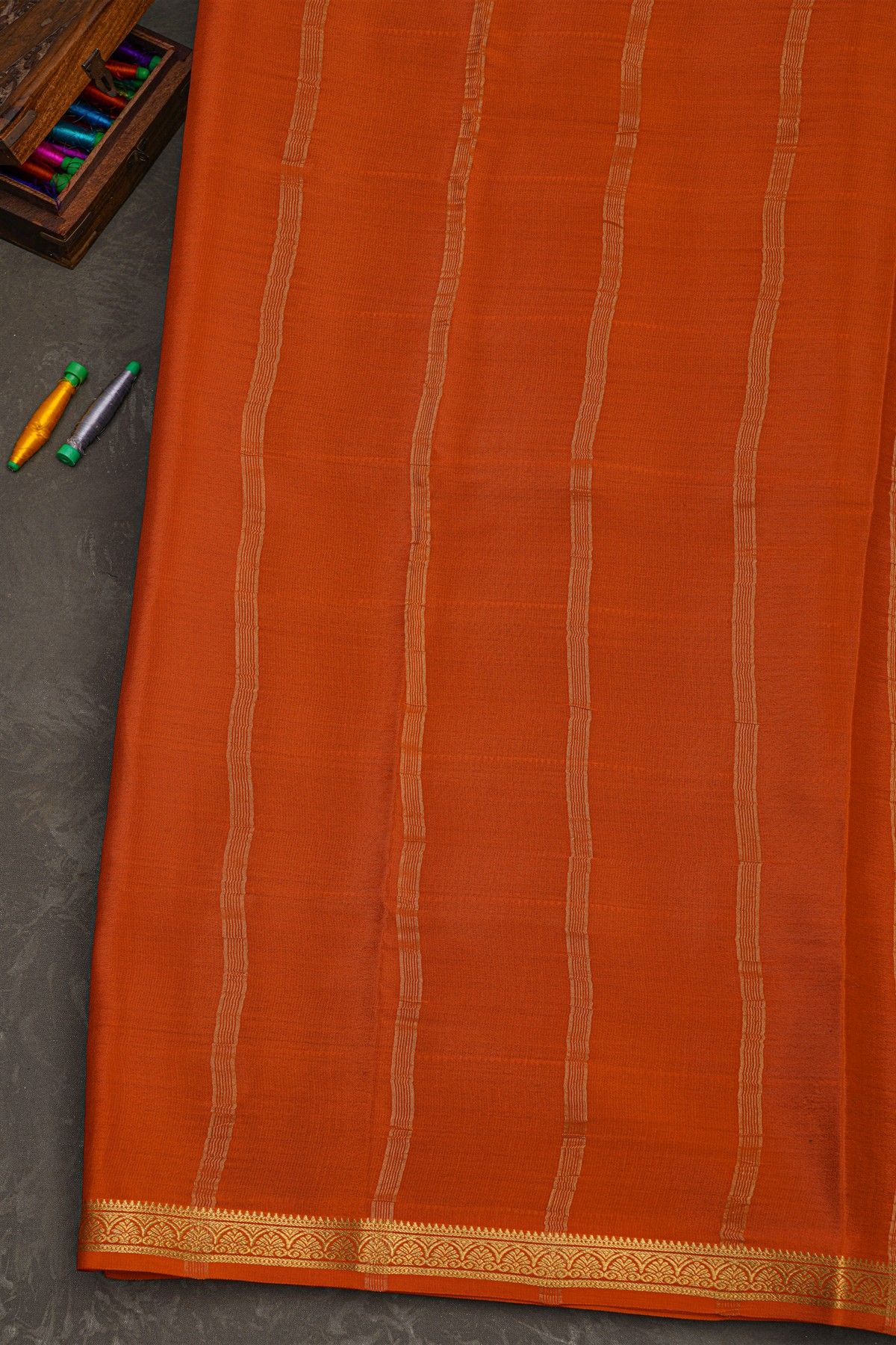 Mysore Crepe Black Saree With Lines In Zari Body