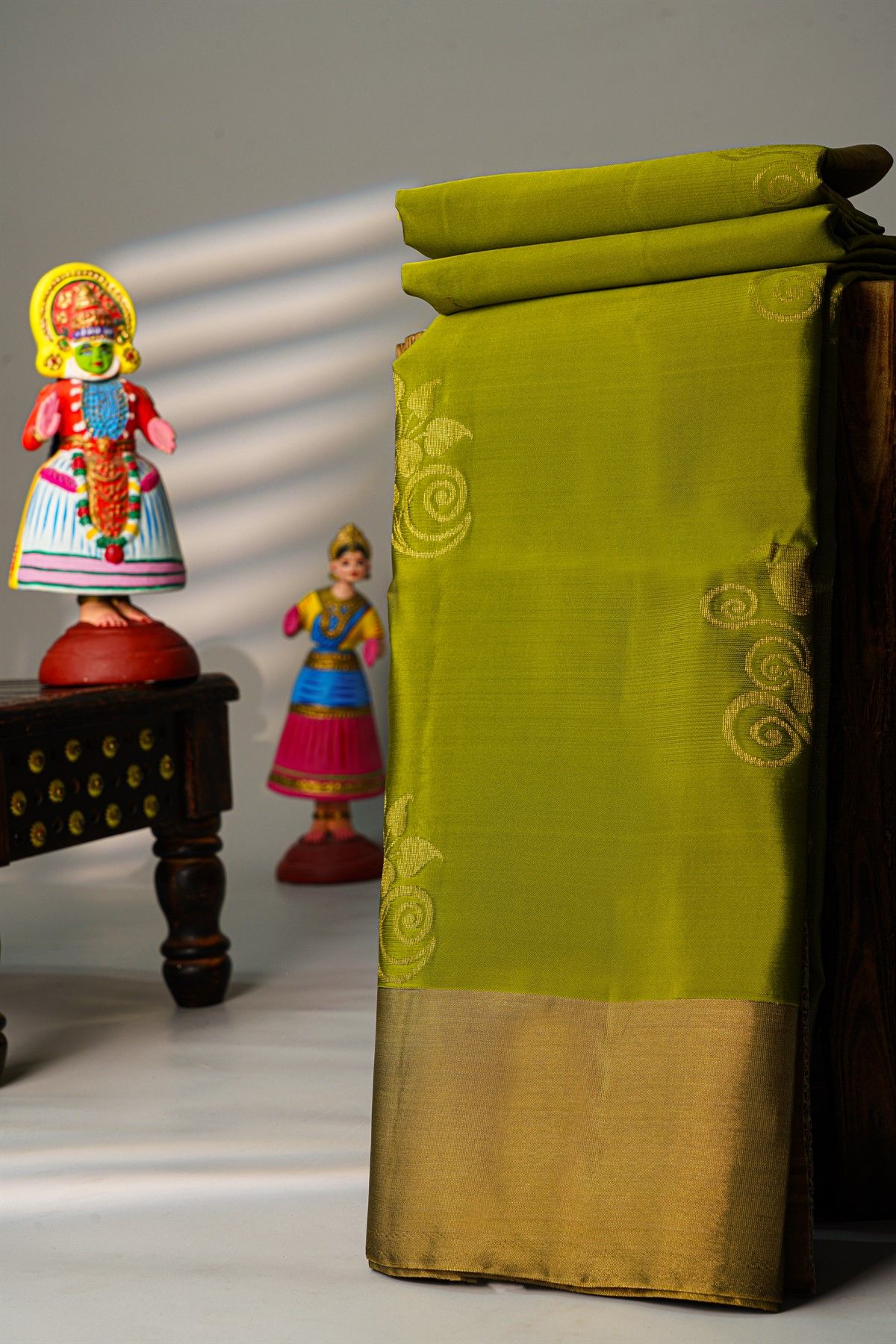 Coimbatore Silk Mehendi Green Saree With Floral Buttis Body