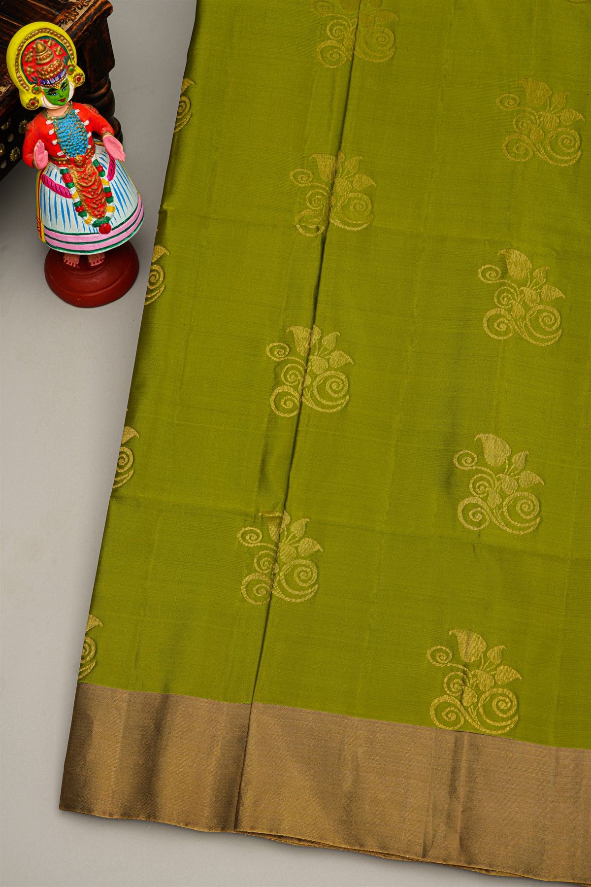 Coimbatore Silk Mehendi Green Saree With Floral Buttis Body