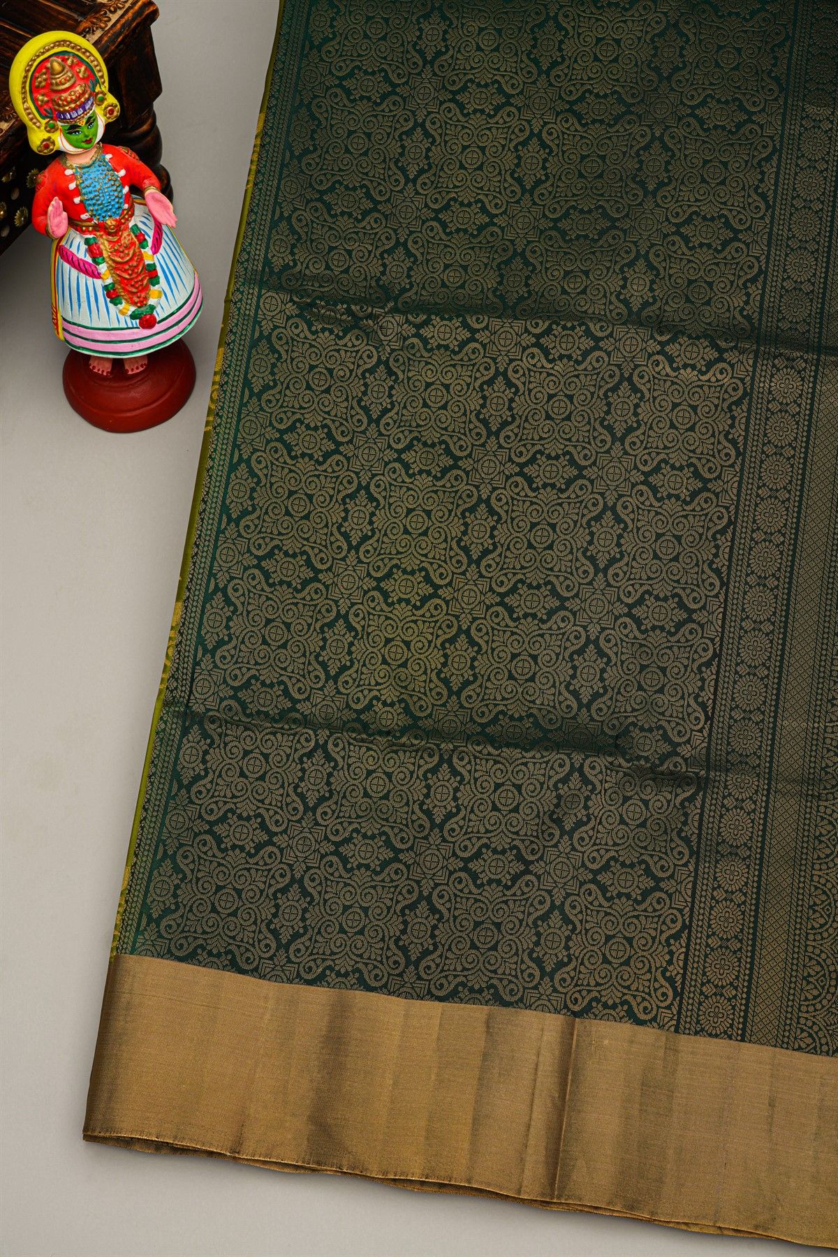 Coimbatore Silk Mehendi Green Saree With Floral Buttis Body