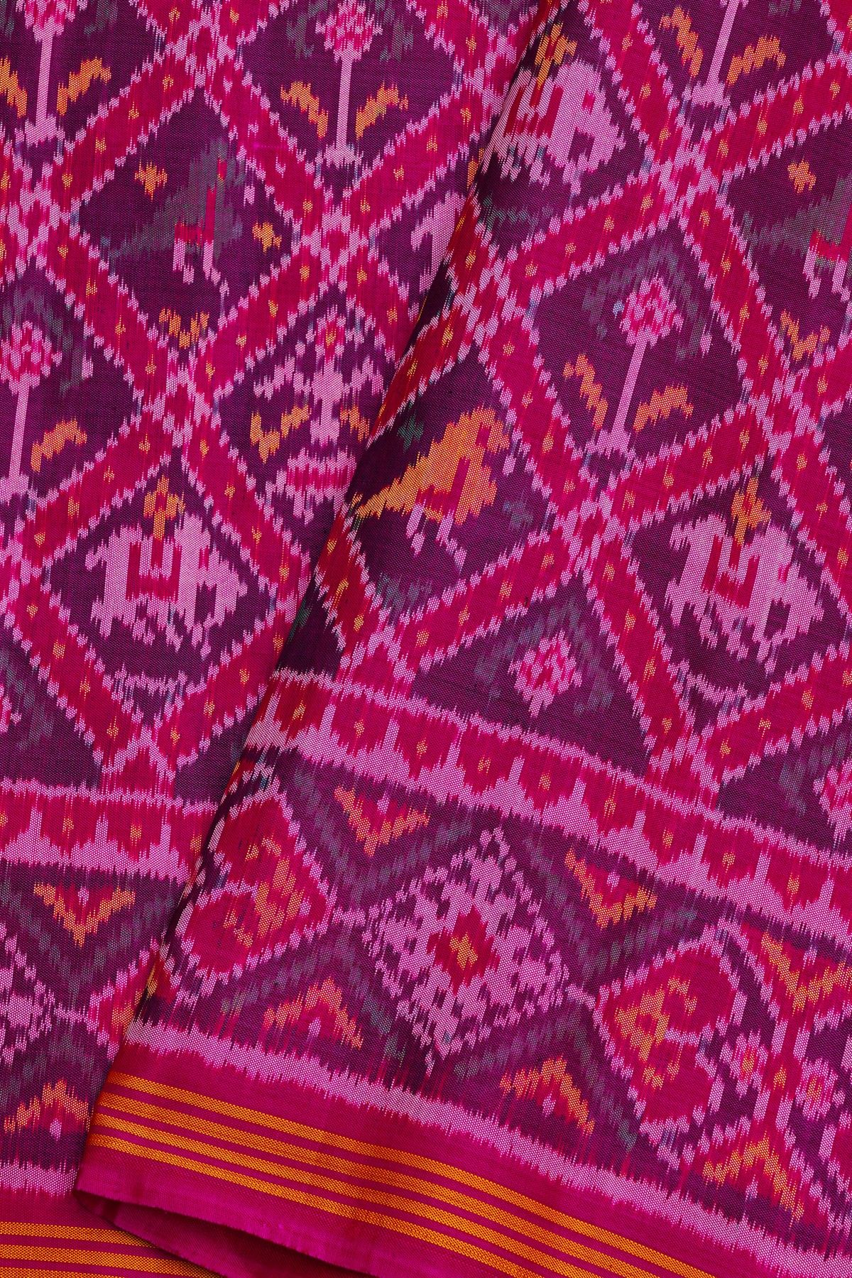Patola Silk Dual Colour Saree With Animals And Florals Body