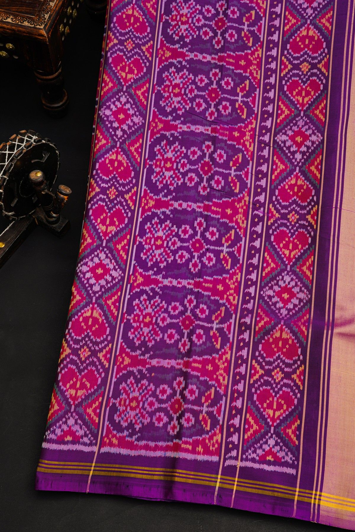 Patola Silk Purple Saree With All Over Animals