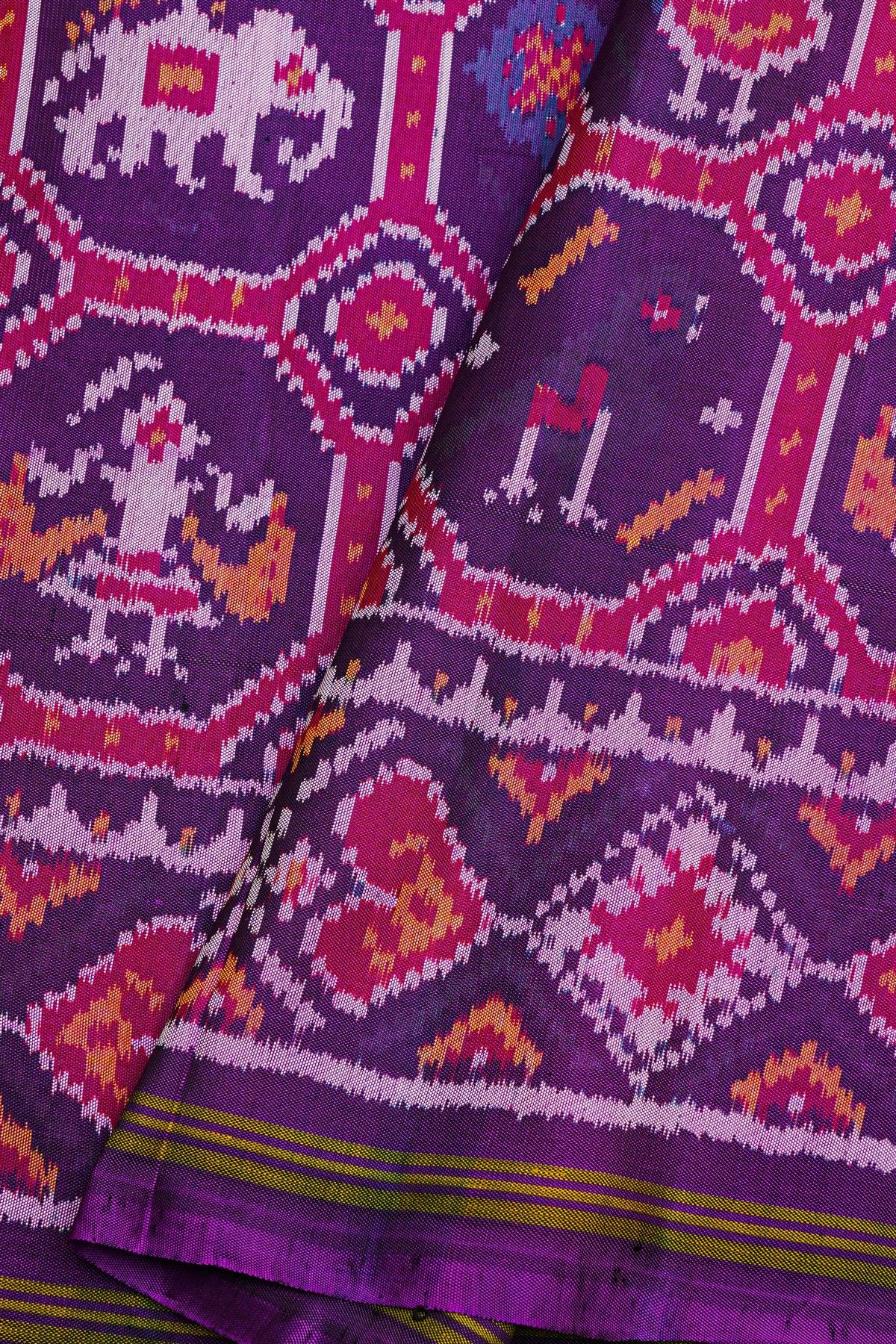 Patola Silk Purple Saree With All Over Animals
