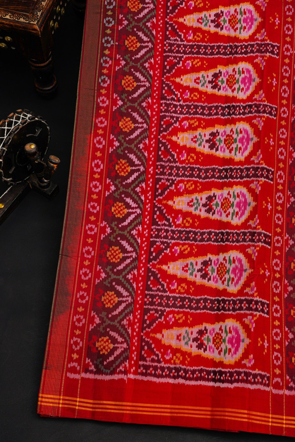 Patola Silk Multi-Colour Saree With Florals And Birds Body