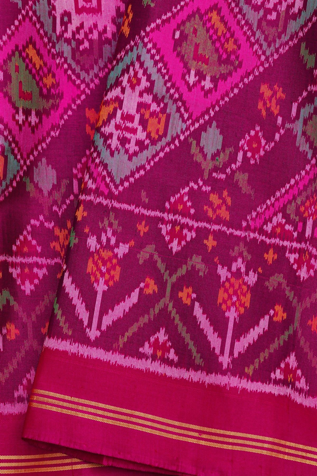 Patola Silk Dual Colour Saree With Florals And Animals Body