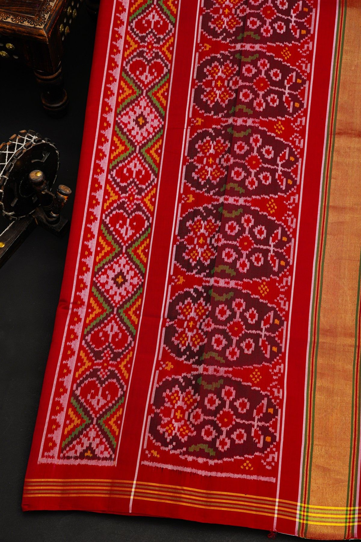 Patola Silk Multi-Colour Saree With Florals And Animal Theme Body