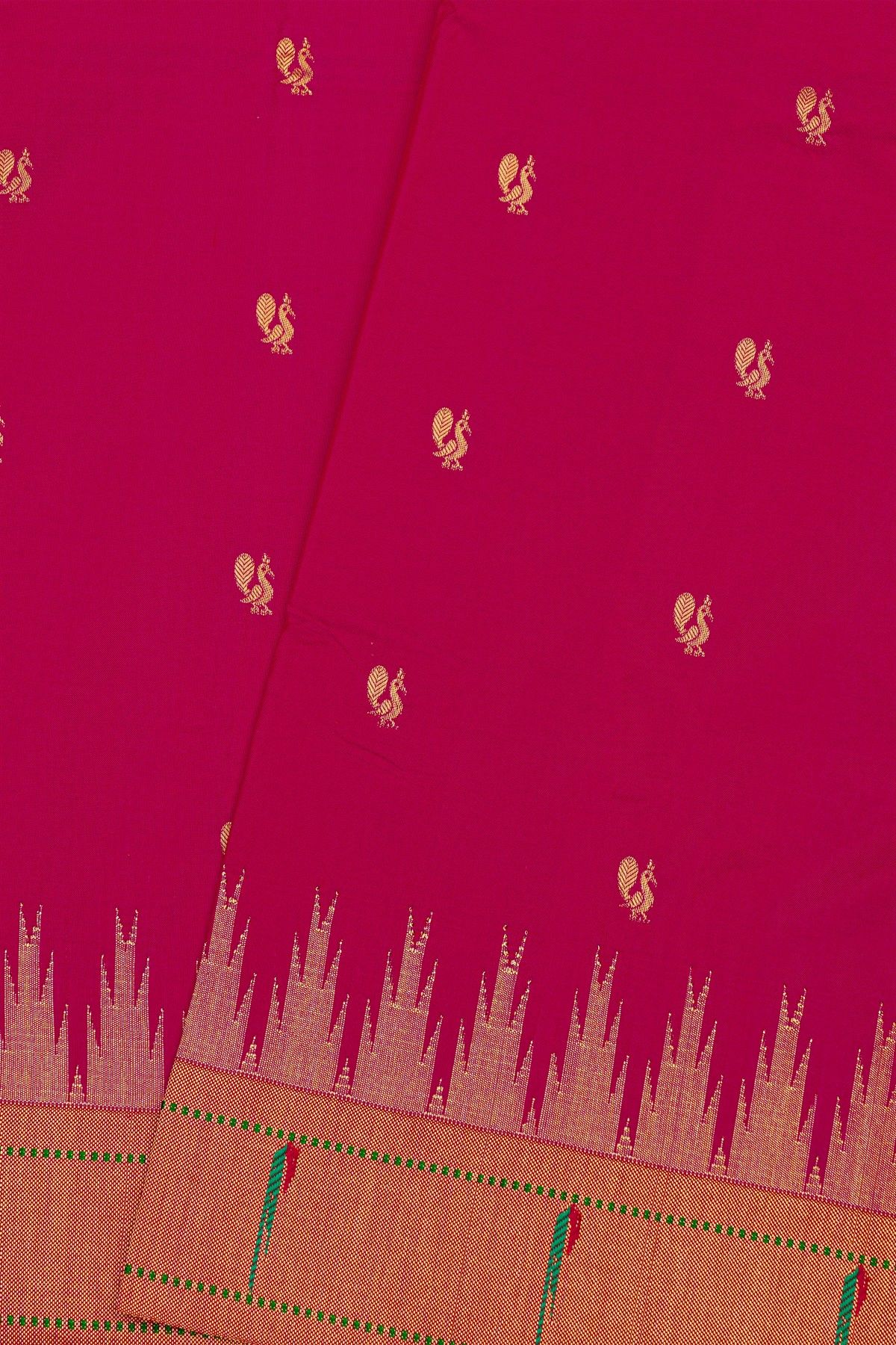 Paithani Silk Magenta Saree With Muniya Buttis Border