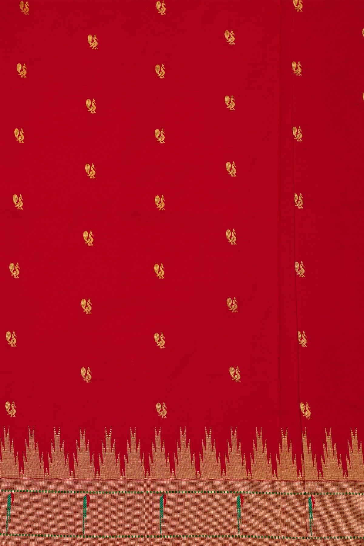 Paithani Silk Magenta Saree With Muniya Buttis Border
